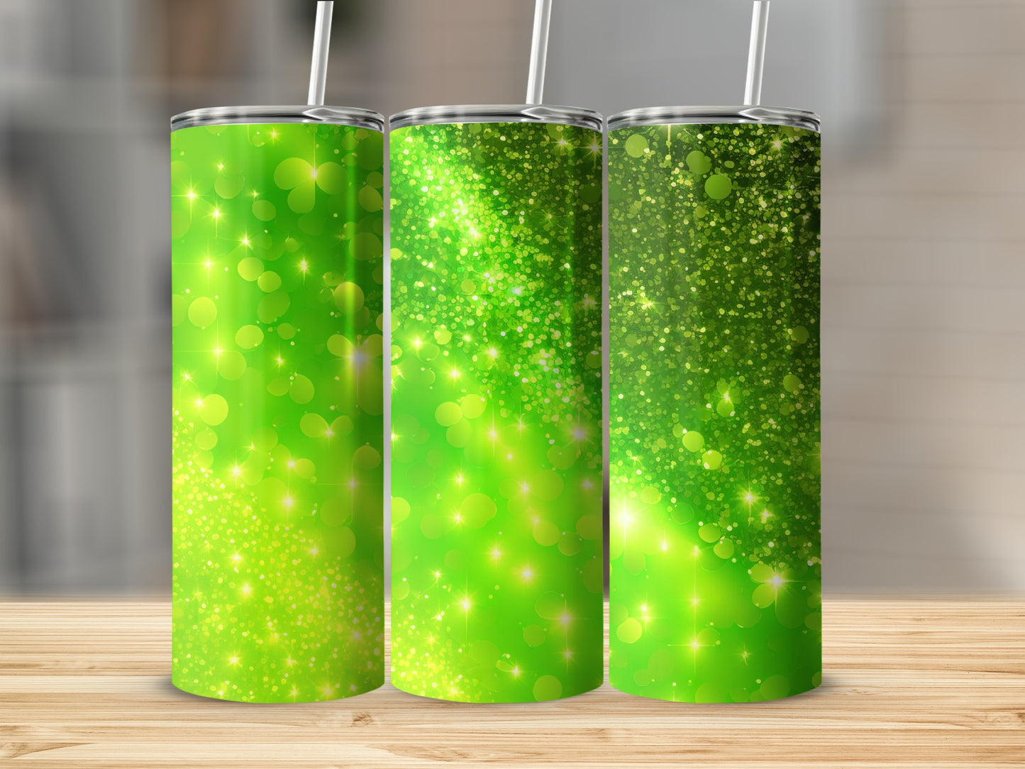 Sparkling Green Bubbles Design Insulated Tumbler