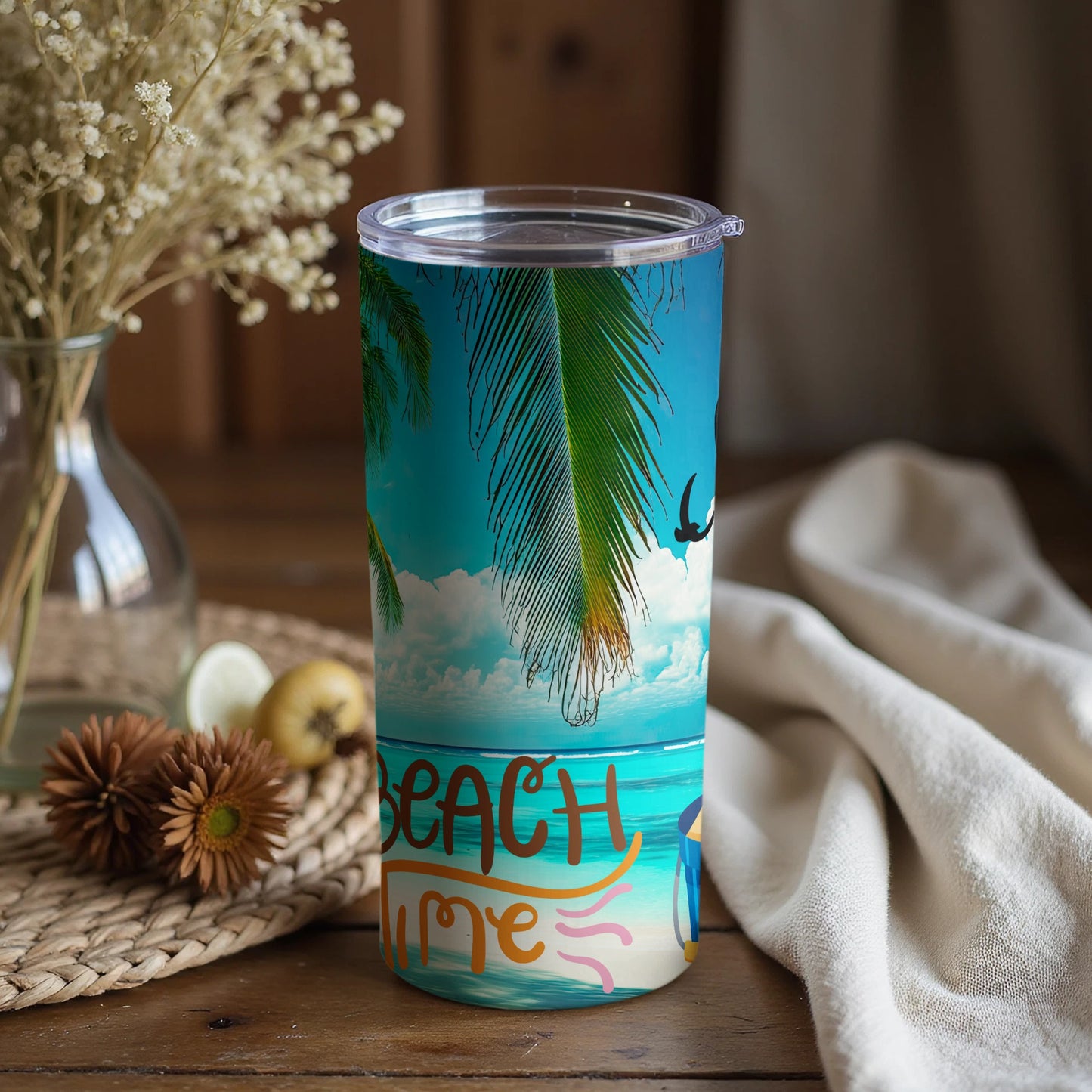 Tropical Beach Time Design Insulated Tumbler