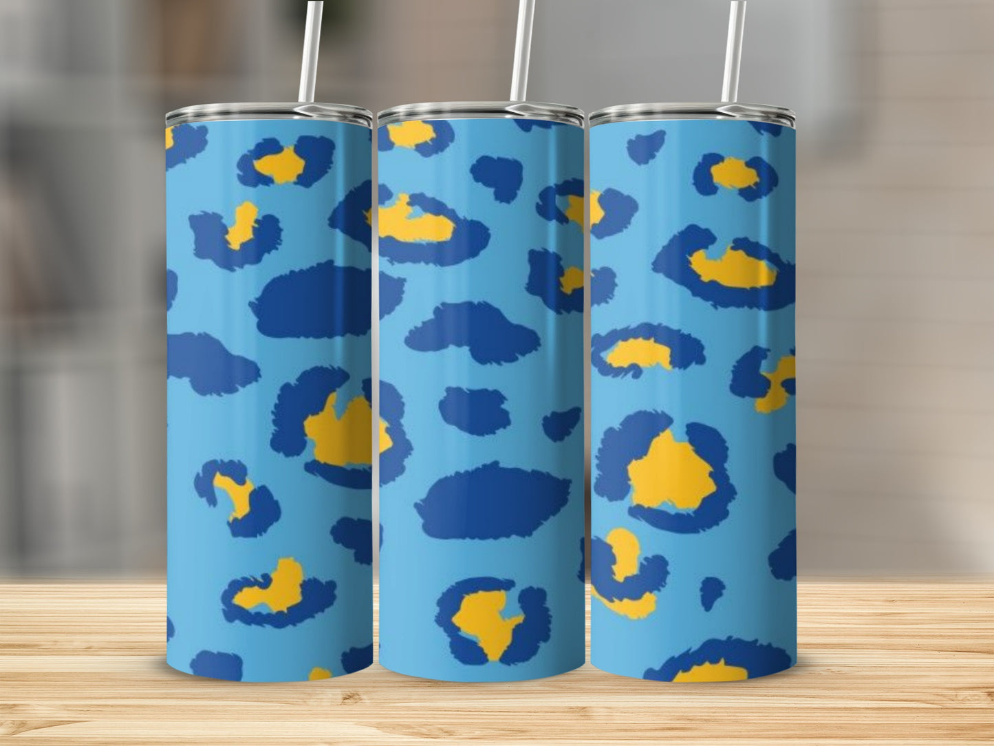 Blue and Yellow Leopard Print Tumbler product