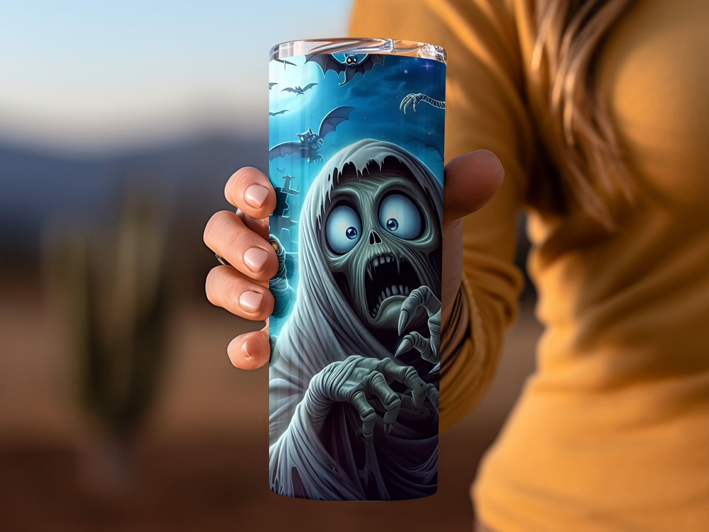 Spooky Ghost and Bat Design Insulated Tumbler Product