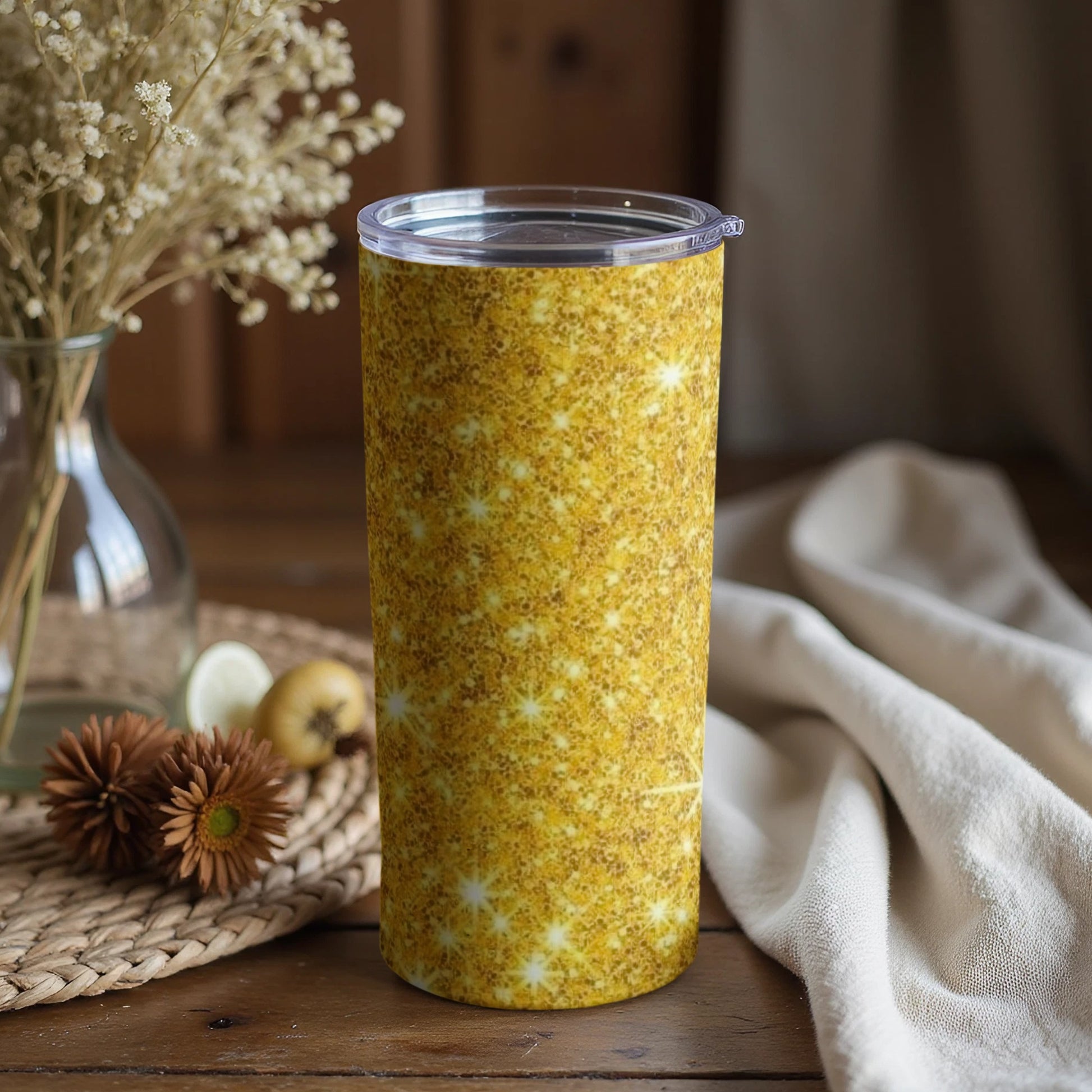 Sparkling Yellow Glitter Insulated Tumbler