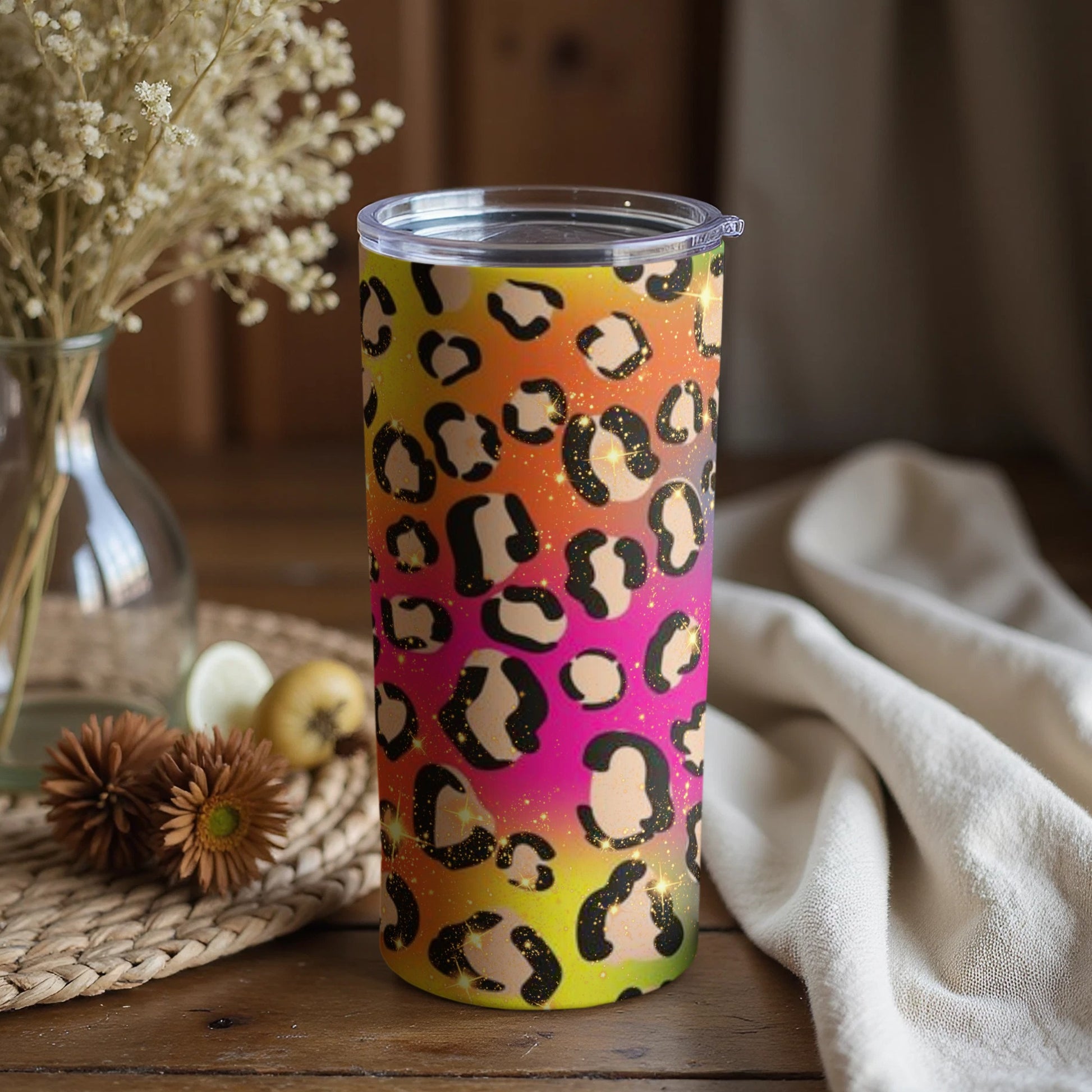 Colorful Leopard Print Design Tumbler Travel Mug