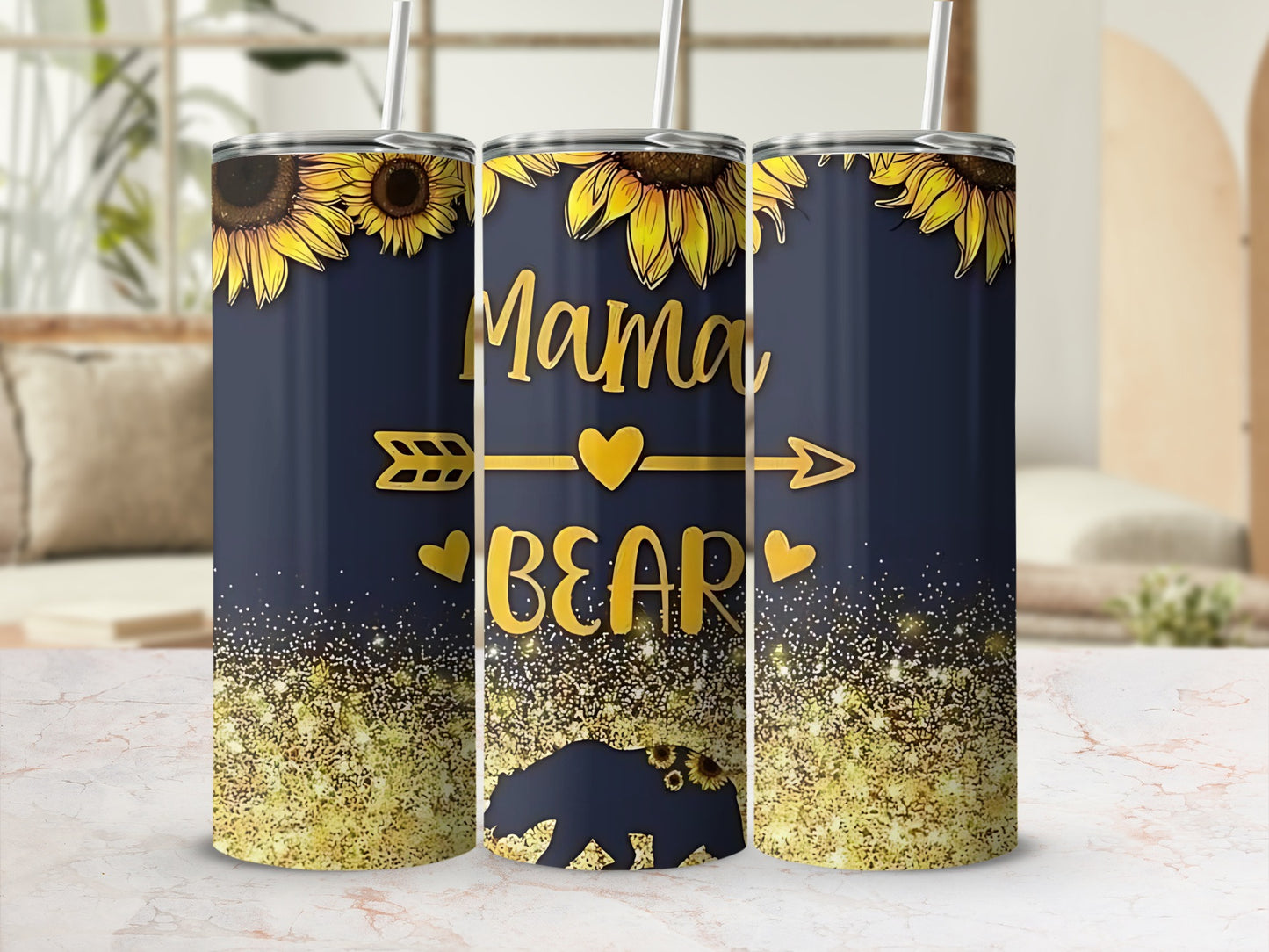 Mama Bear Sunflower Design Tumbler for Gifting Use