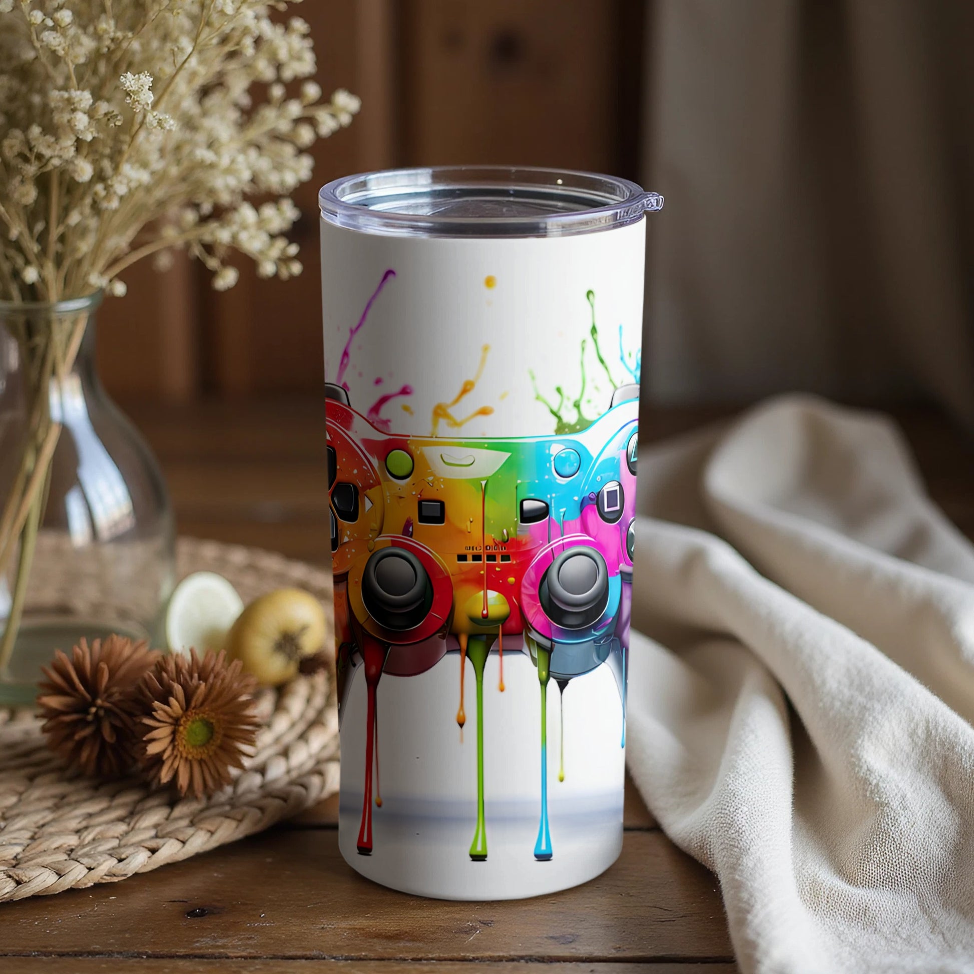 Colorful Splashing Game Controllers Tumbler