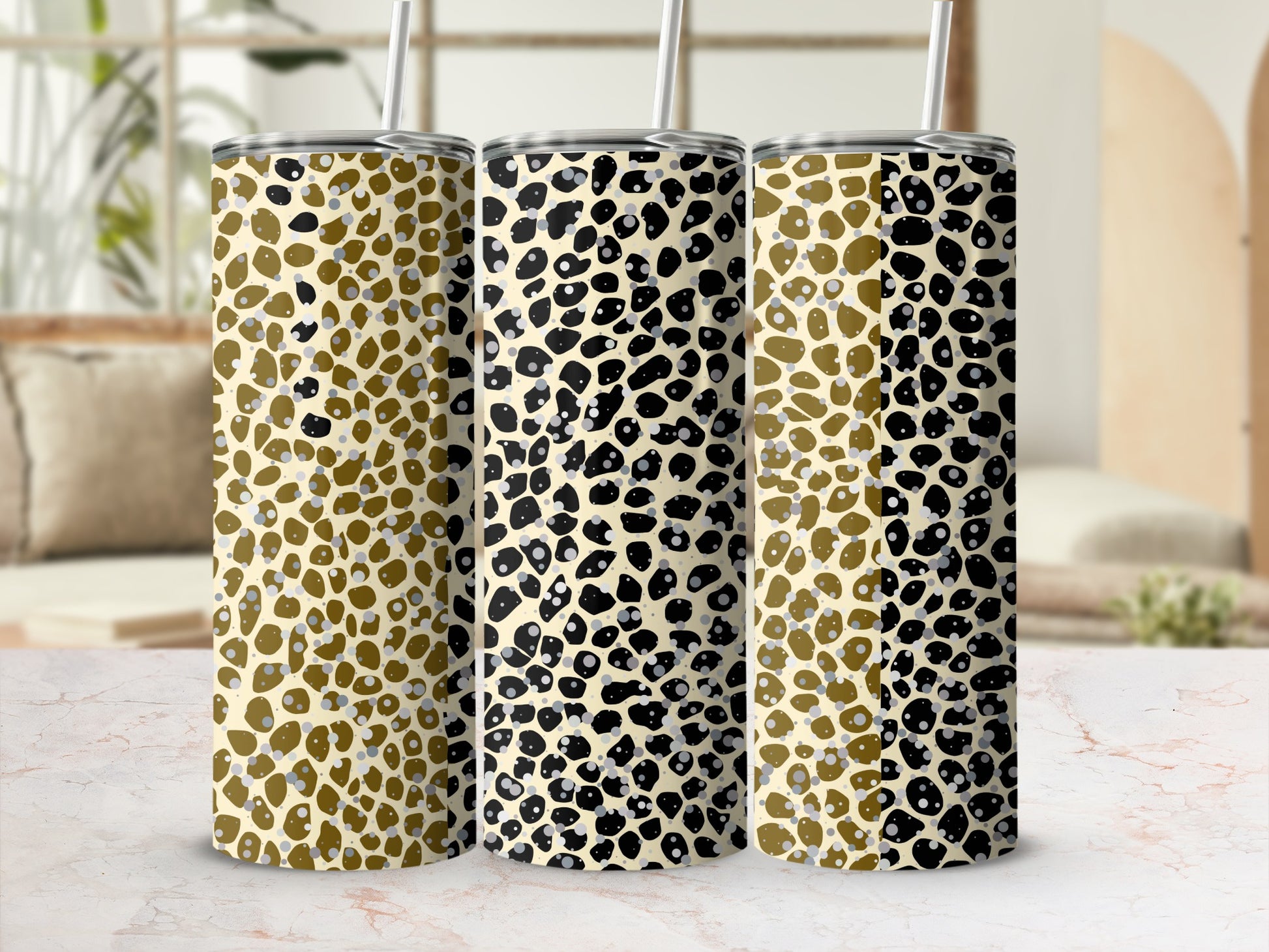 Stylish Leopard Print Skinny Tumbler Cup Stainless Steel