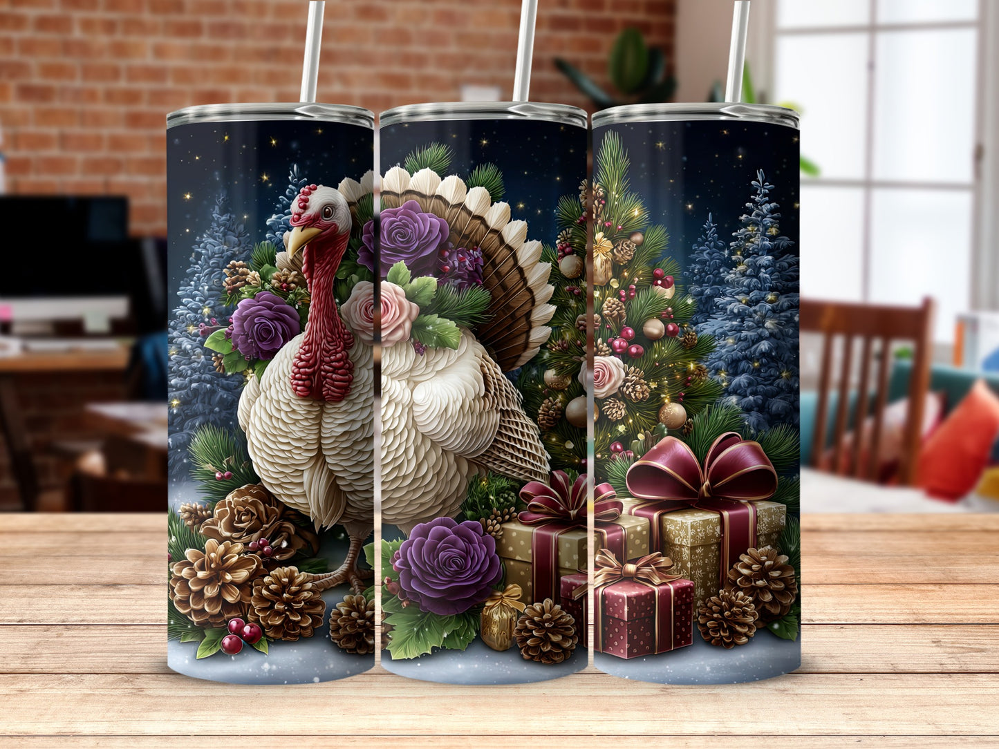 Festive Christmas Turkey Decorative Tumbler Product