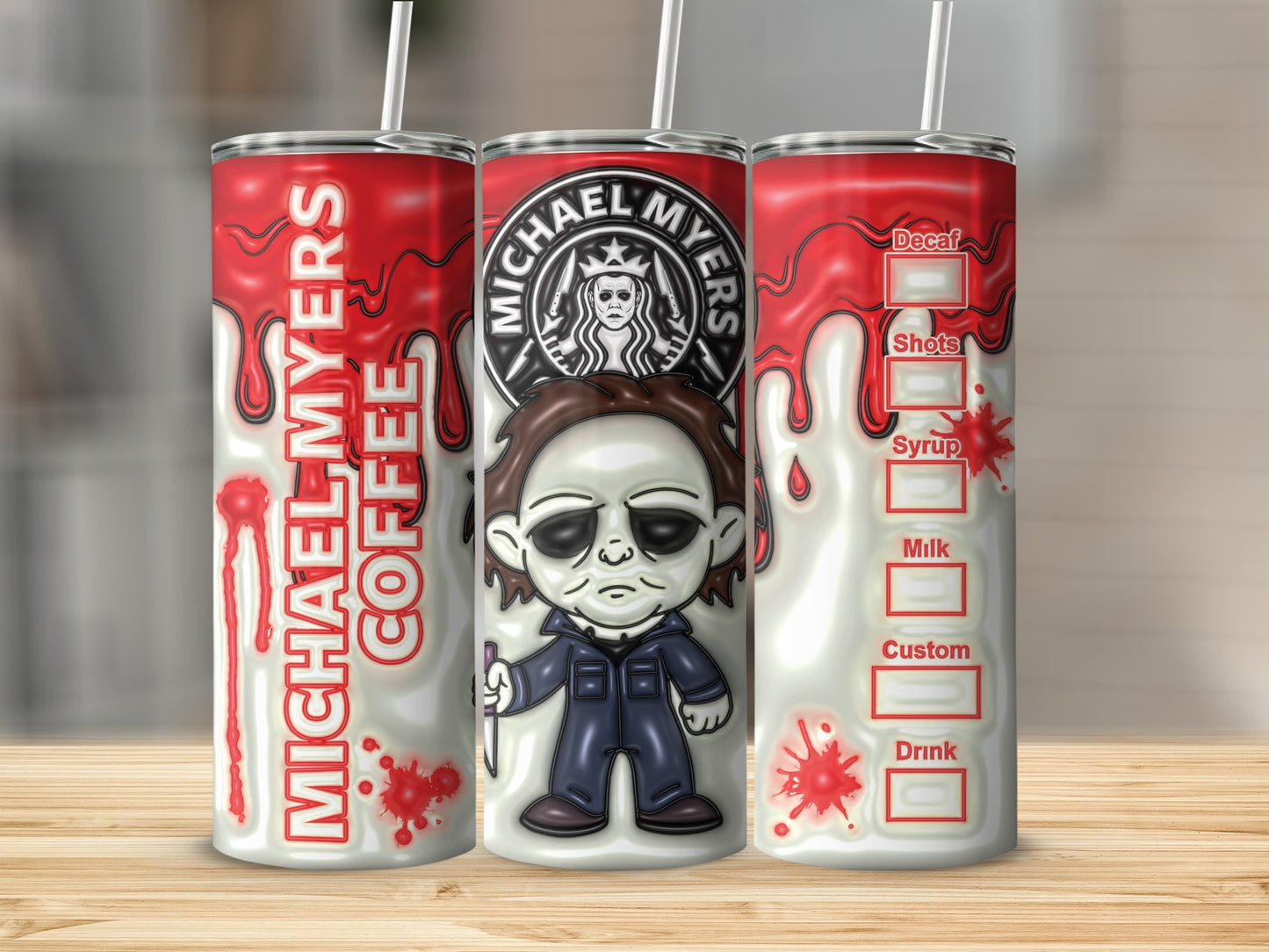 Michael Myers Coffee Tumbler with Customizable Options