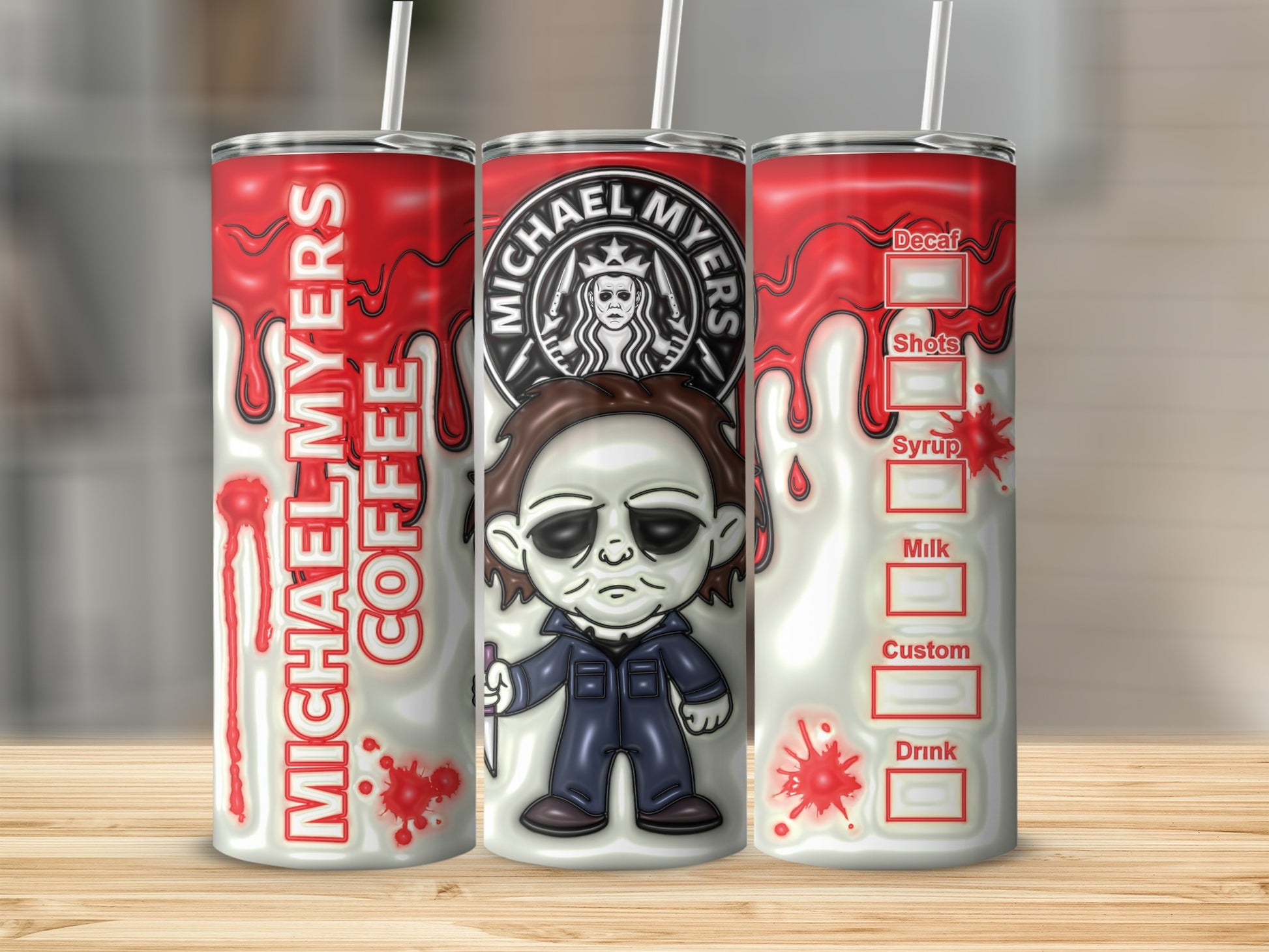 Michael Myers Coffee Tumbler with Customizable Options