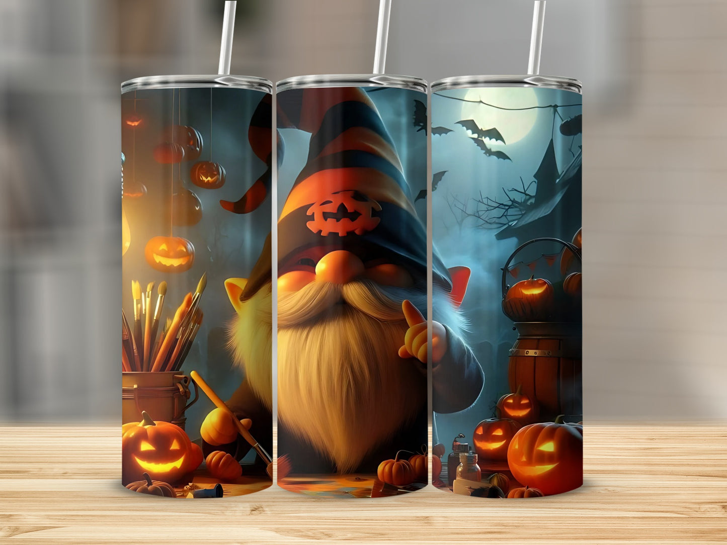 Halloween Gnome with Pumpkins Stainless Steel Tumbler