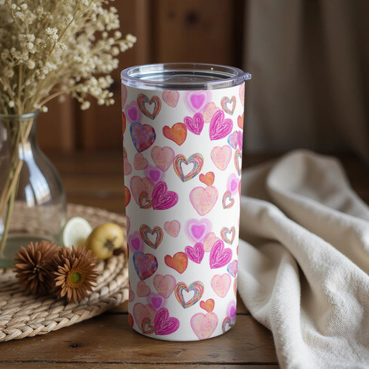 Colorful Hearts Patterned Insulated Tumbler