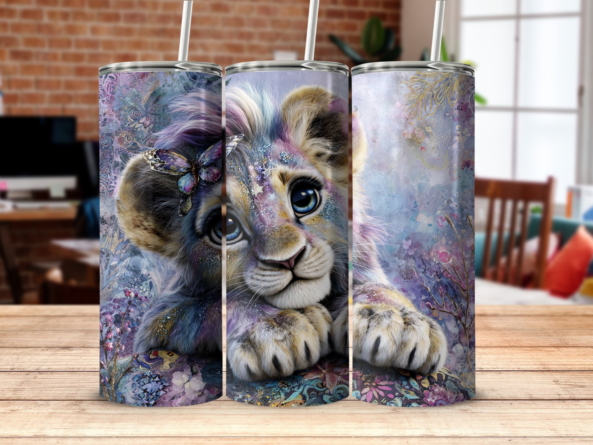 Colorful Lion Cub Design Tumbler for Drinkware