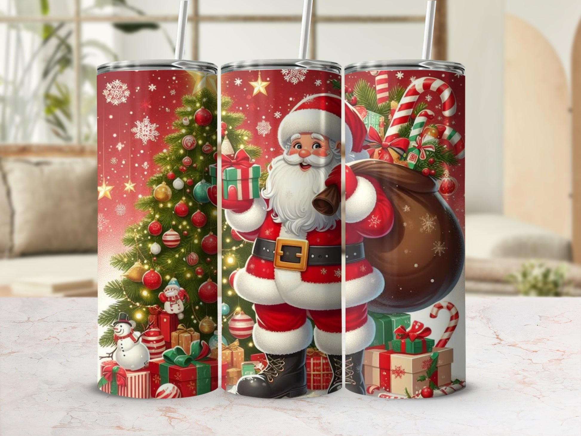 Christmas Santa Claus Tumbler with Gifts Design