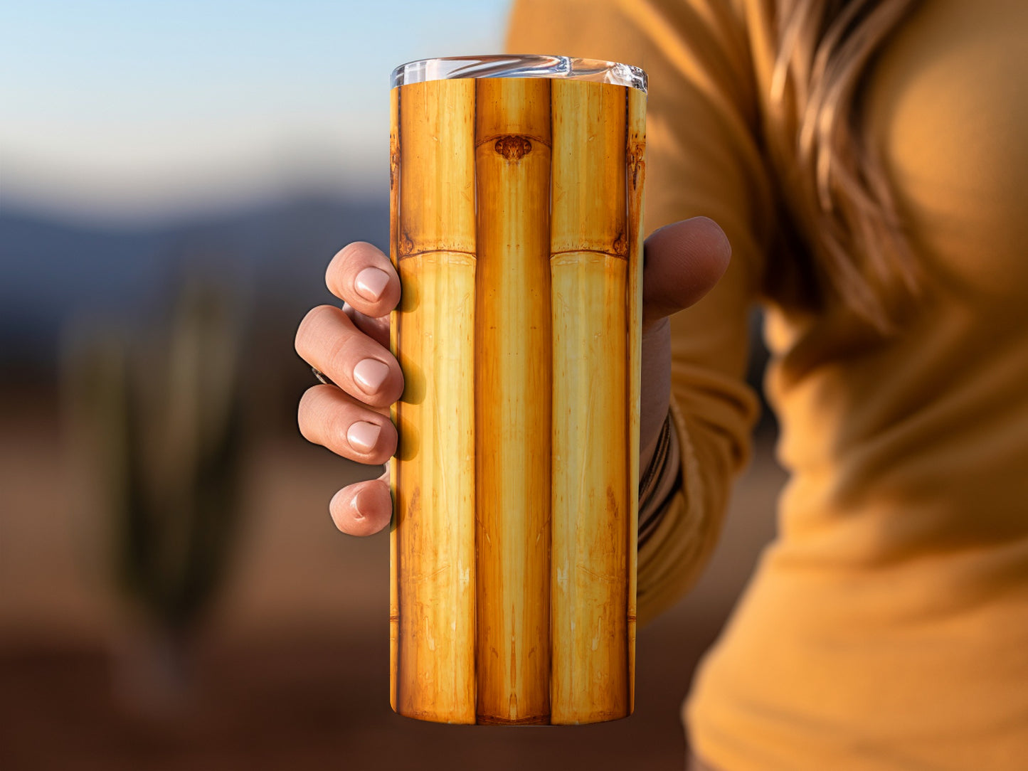 Bamboo Poles Yellow Structure Wall Decoration Pattern Tumblers