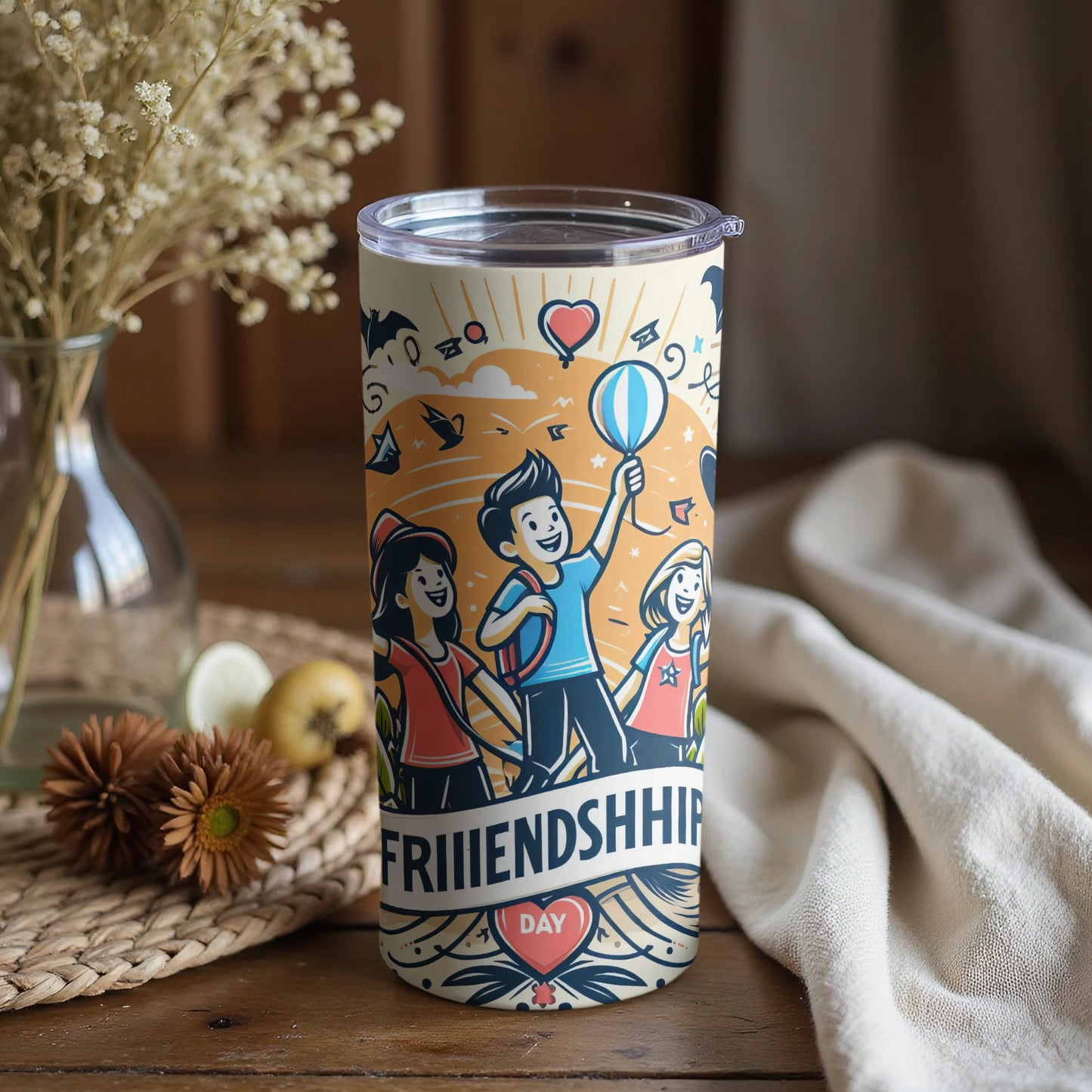 Friendship Day Celebration Cartoon Theme Tumbler