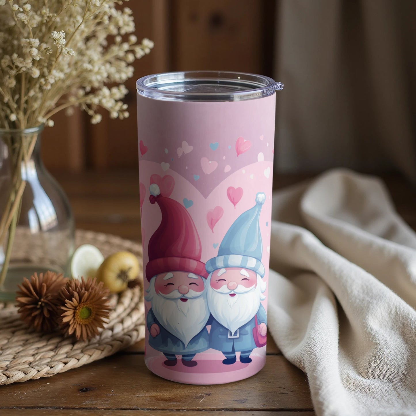 Cute Valentine's Day Gnomes Heart Thermos Flask