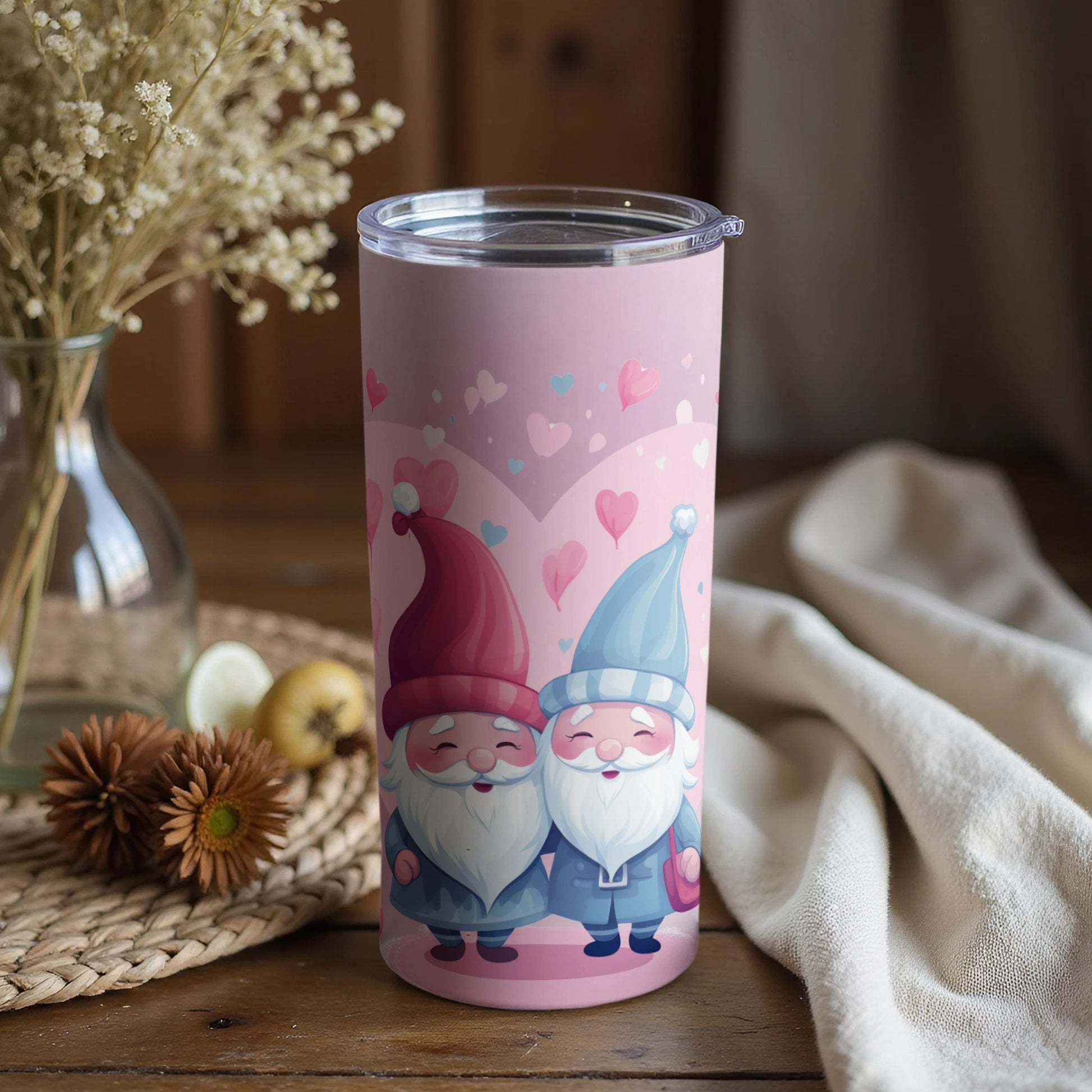 Cute Valentine's Day Gnomes Heart Thermos Flask
