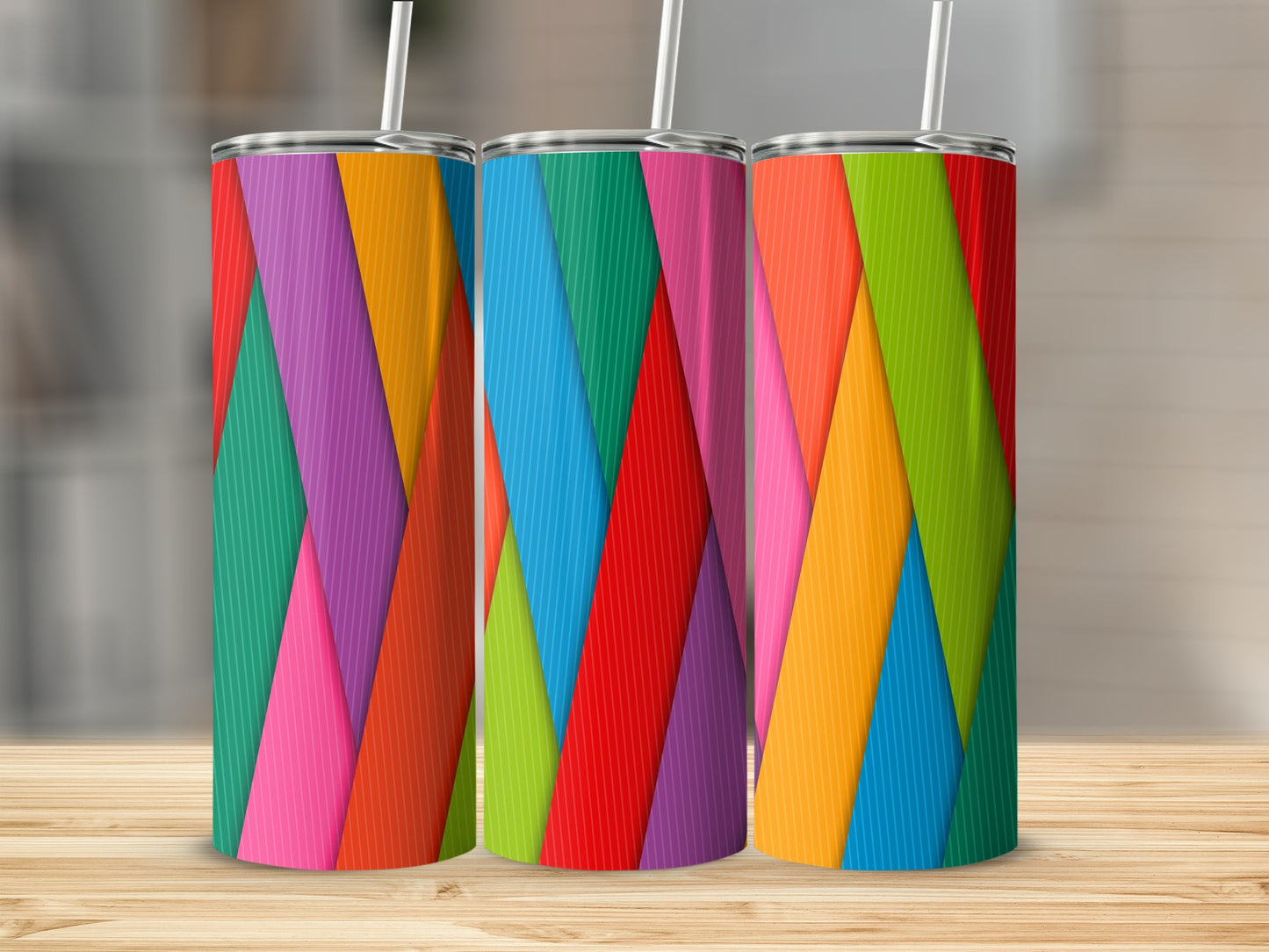 Colorful Diagonal Stripes Bright Patterns Trendy Design Tumblers