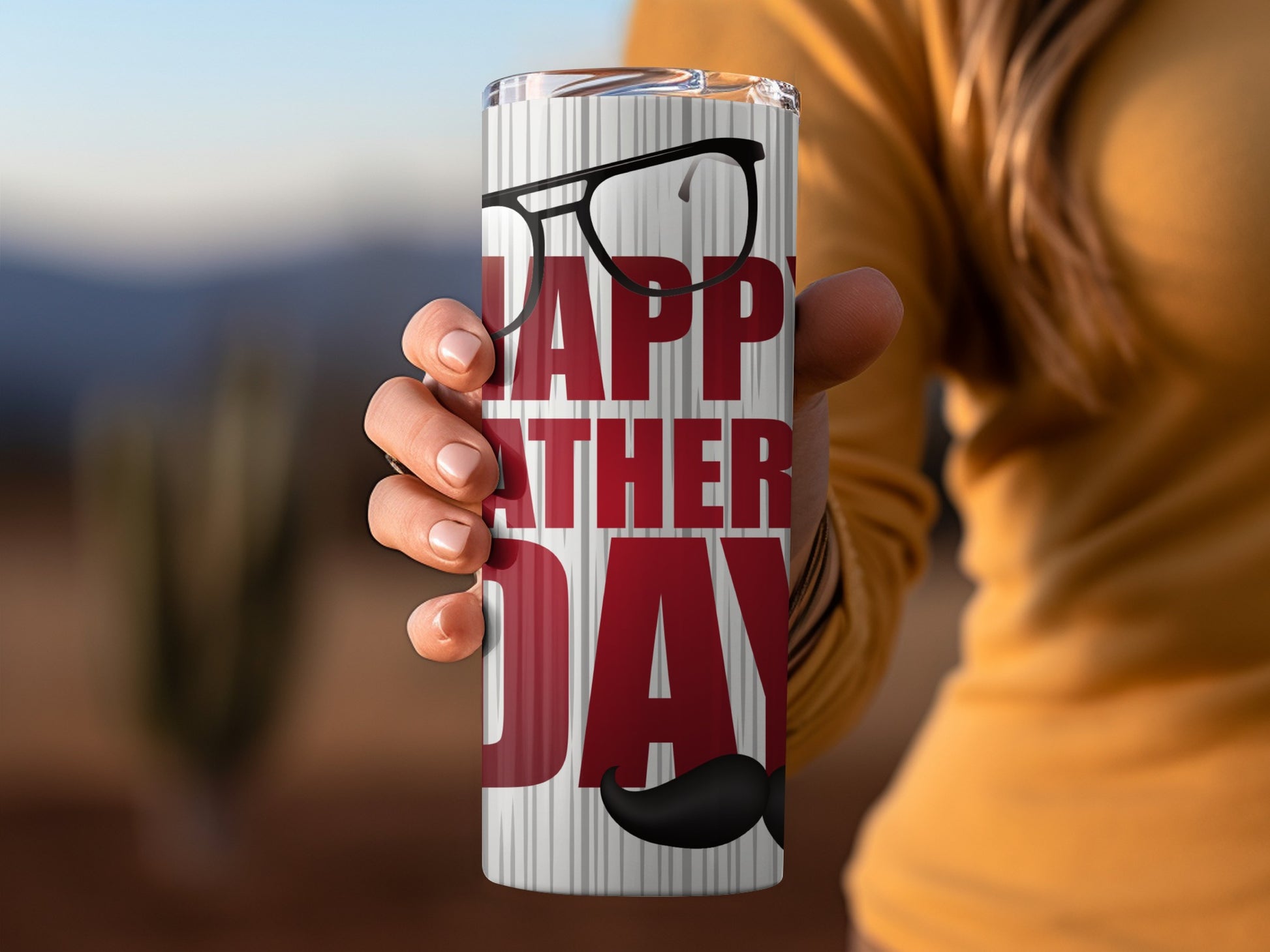 Happy Father's Day Tumbler with Mustache Design