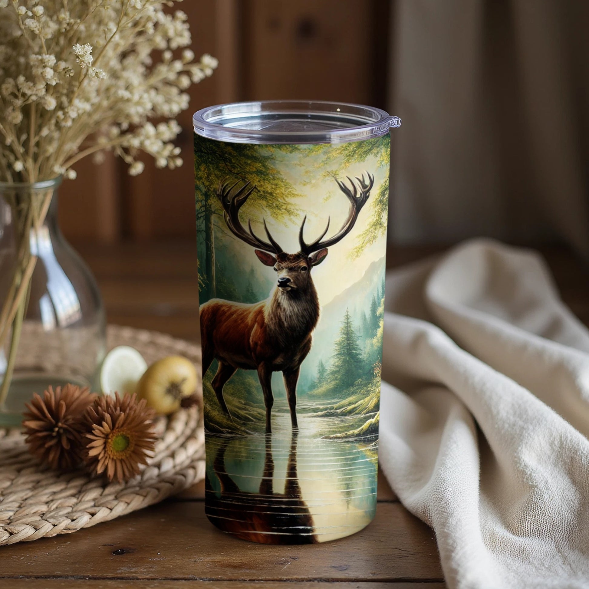 Majestic Stag in Forest Scene Insulated Tumbler