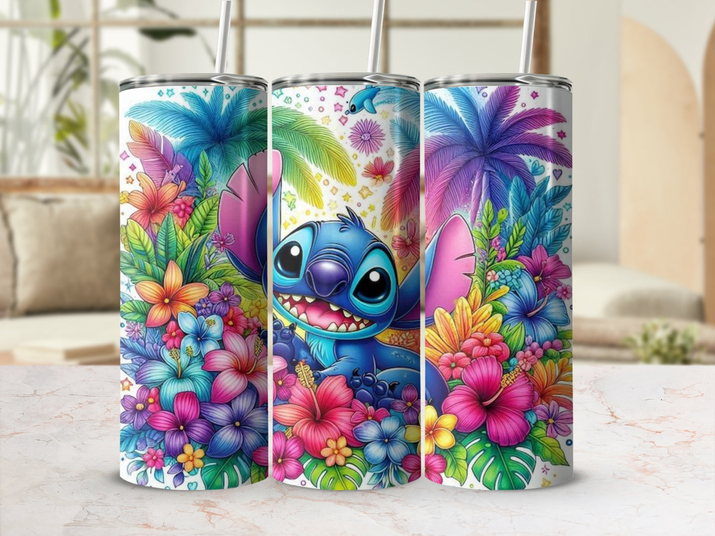 Vibrant Tropical Cartoon Character Tumbler Stainless Steel
