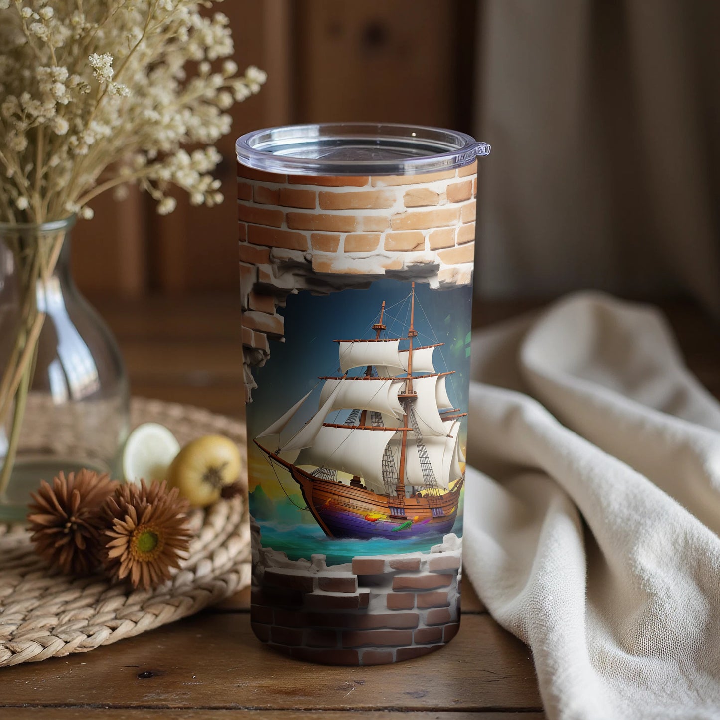 Vintage Sailboat Design Travel Tumbler for Your Drinks