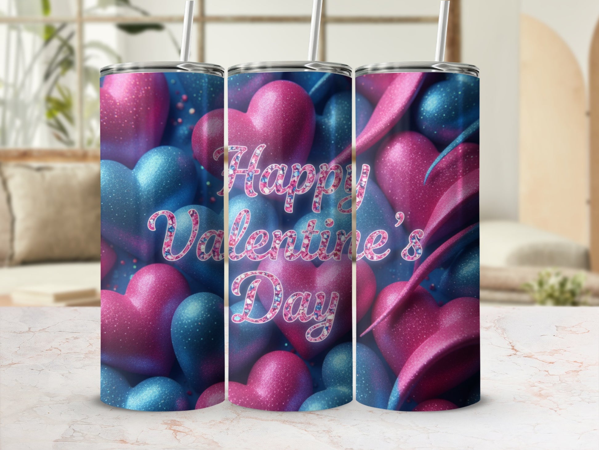Happy Valentine's Day Hearts Design Tumbler