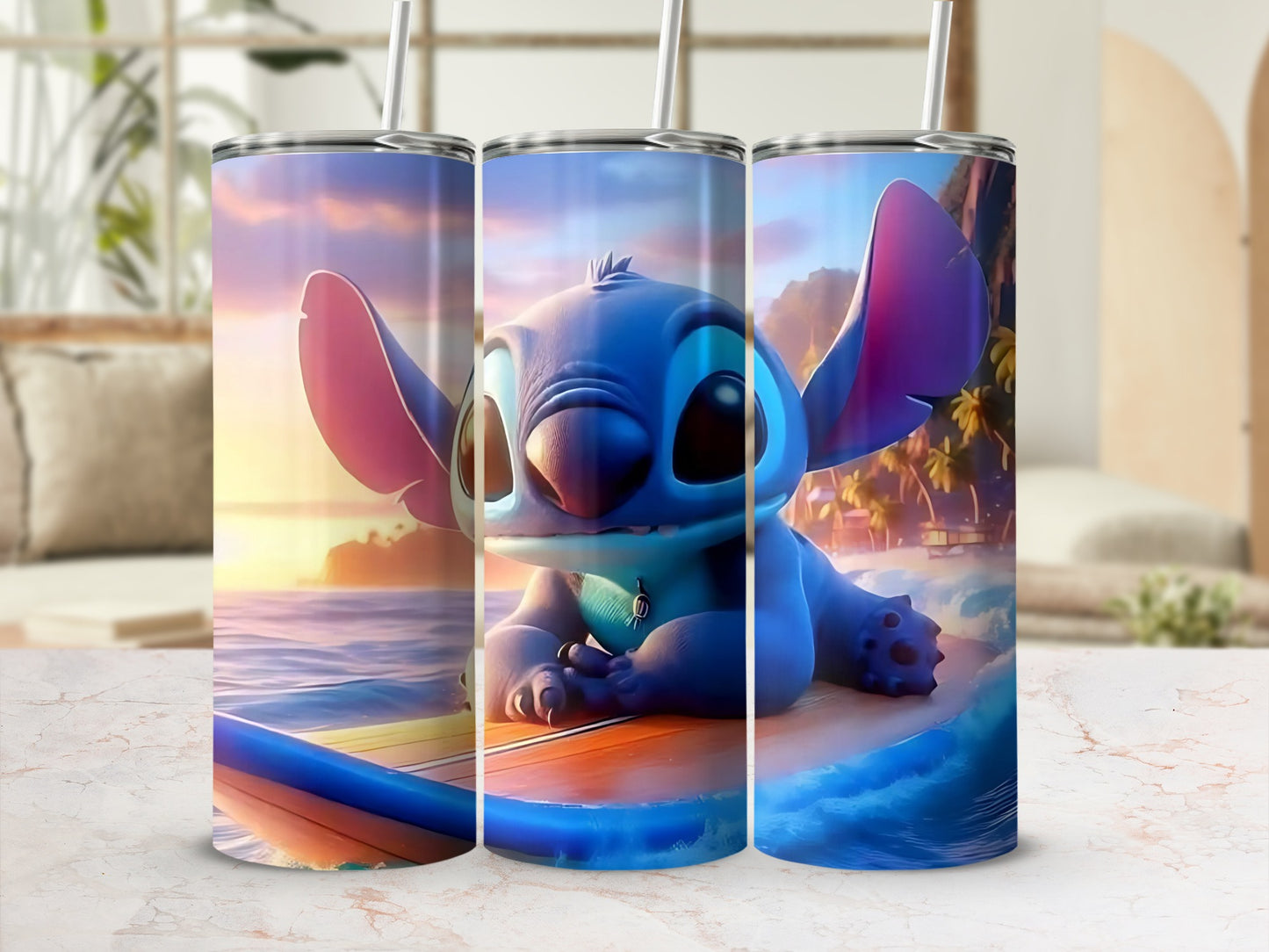 Cute Cartoon Character on the Beach Tumbler Flask
