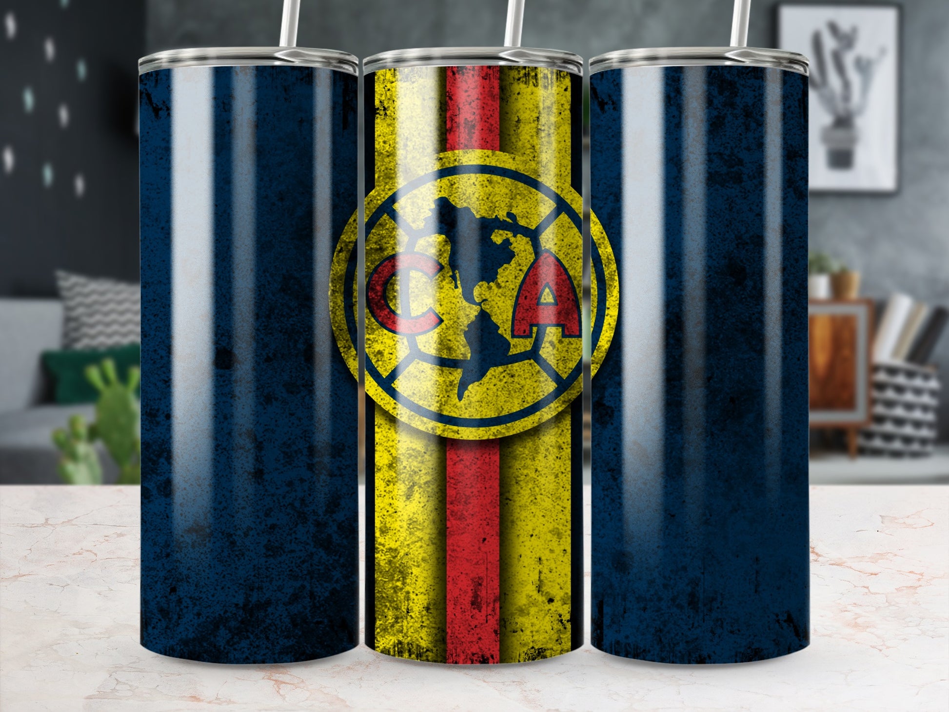 Club America Blue Yellow Design Tumbler Cups Set