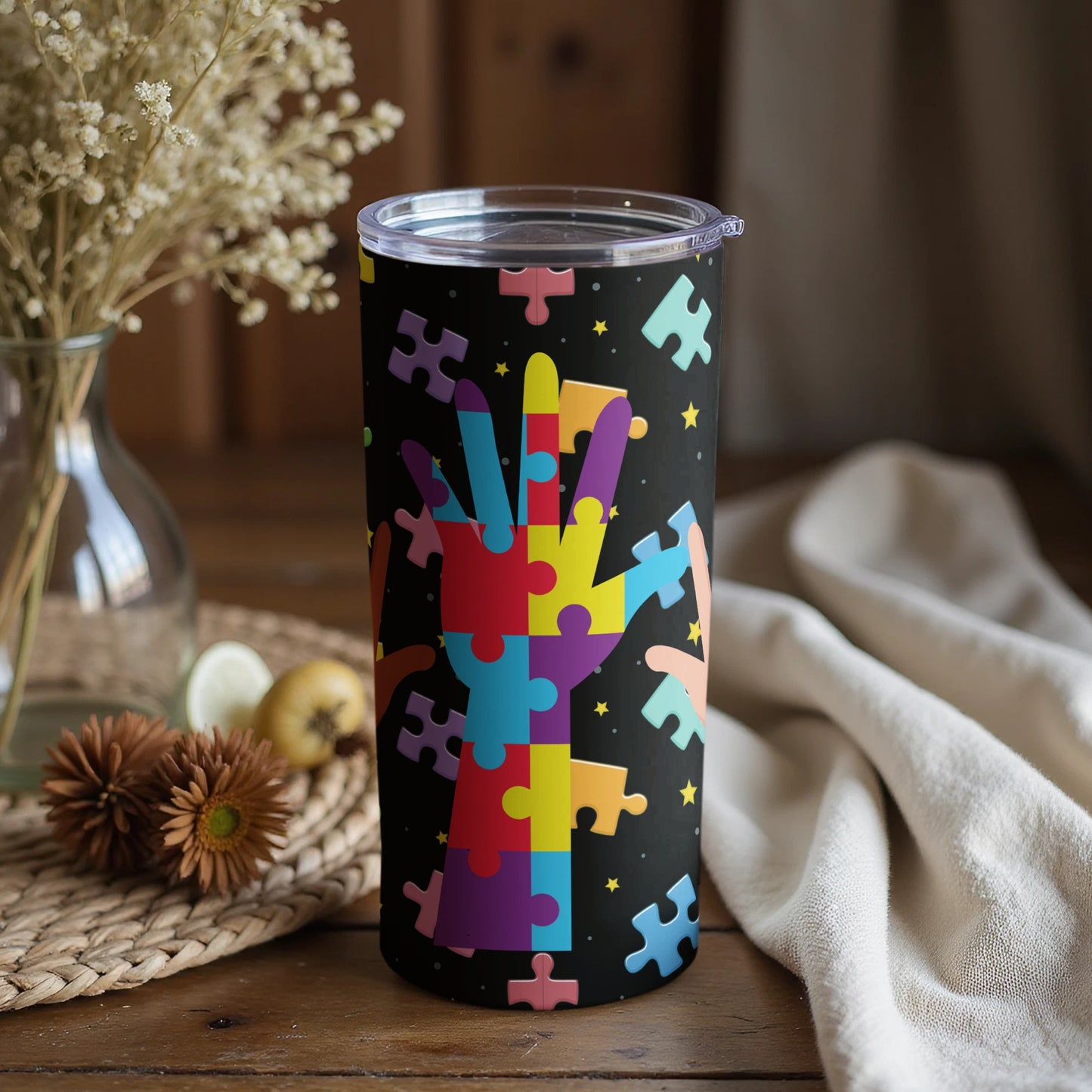 Colorful Puzzle Pieces Design Tumbler