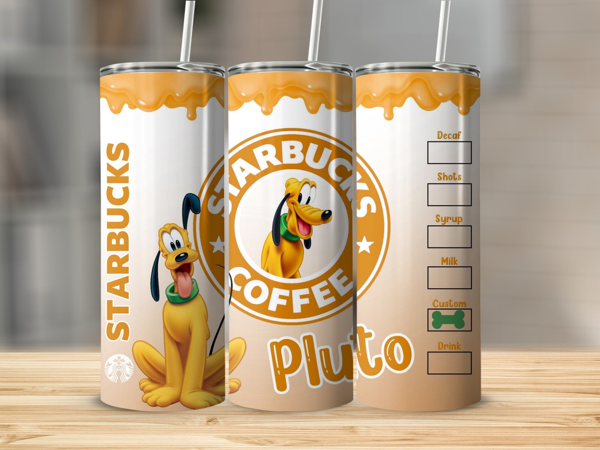 Pluto Starbucks Coffee Design Custom Drink Tumbler