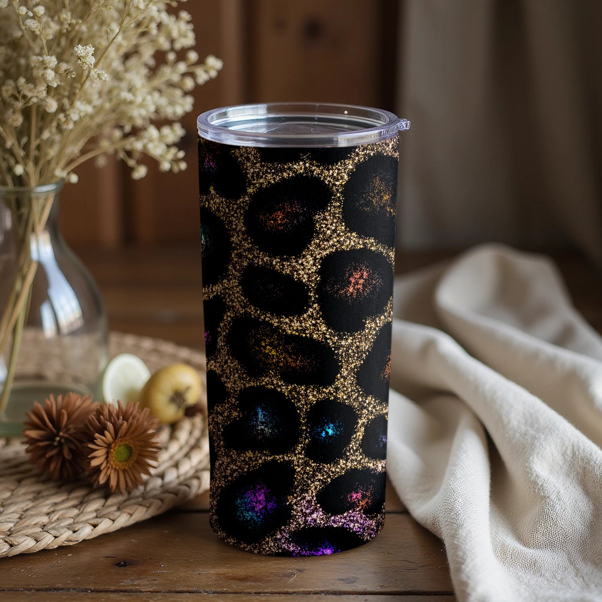 Sparkling Leopard Design Tumbler for Trendy Beverages