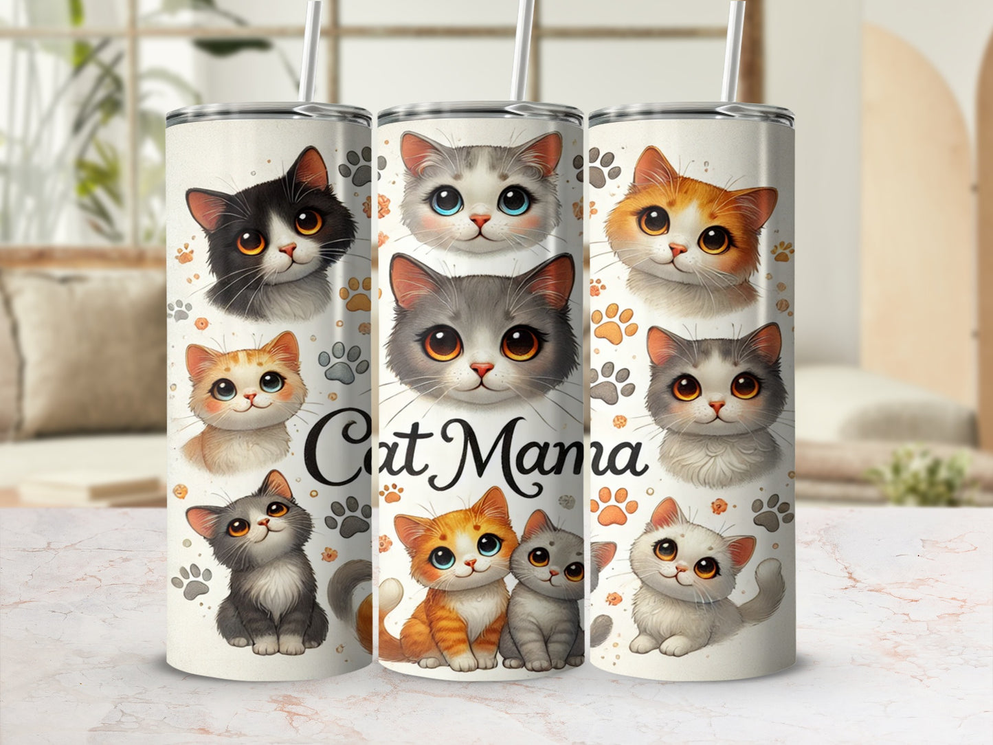 Adorable Cat Mama Themed Tumbler for Cat Lovers