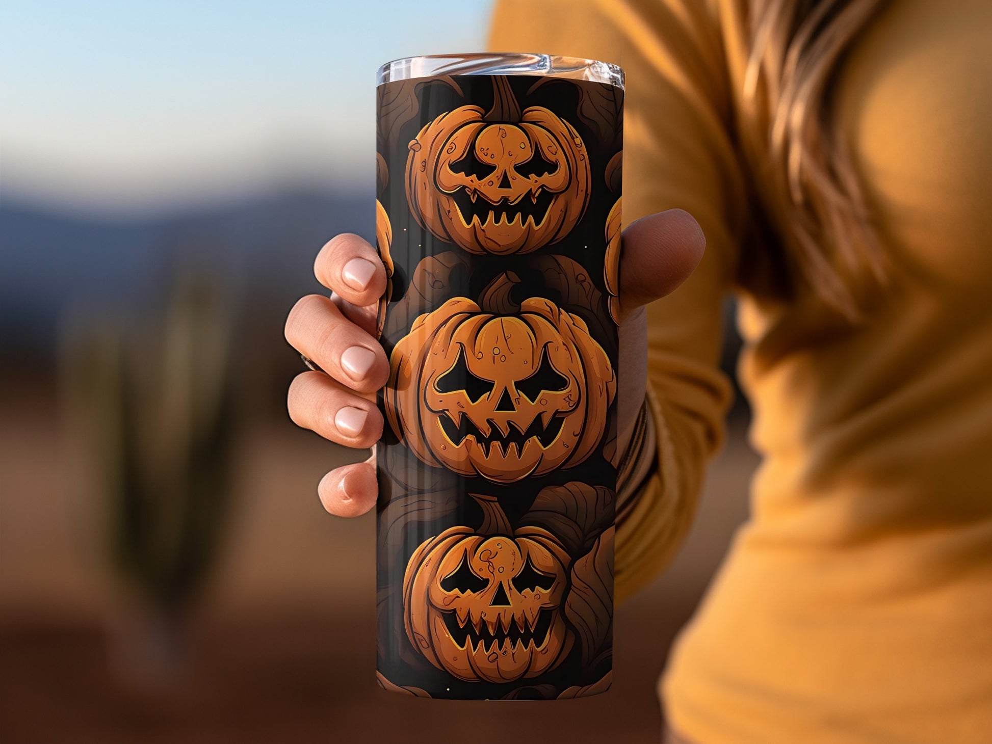 Spooky Pumpkin Halloween Themed Insulated Tumbler