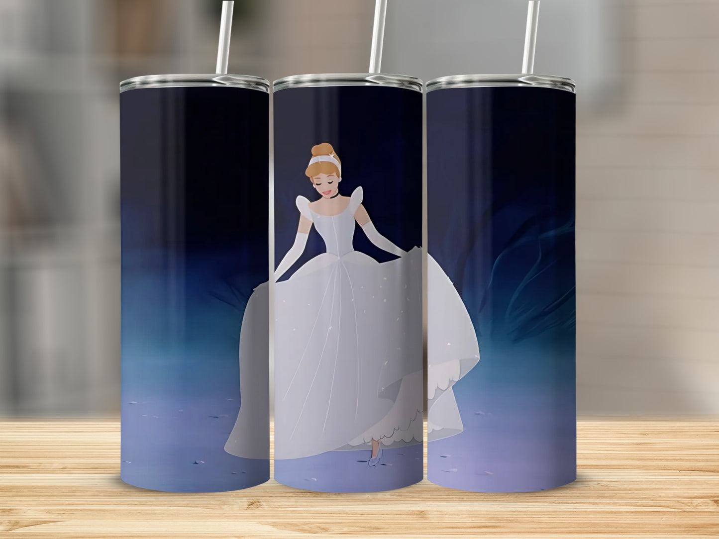 Elegant Princess Design on Dark Blue Background Tumbler