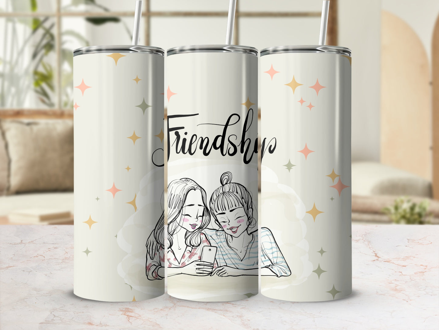 Friendship Themed Skinny Tumbler for Friends Gift
