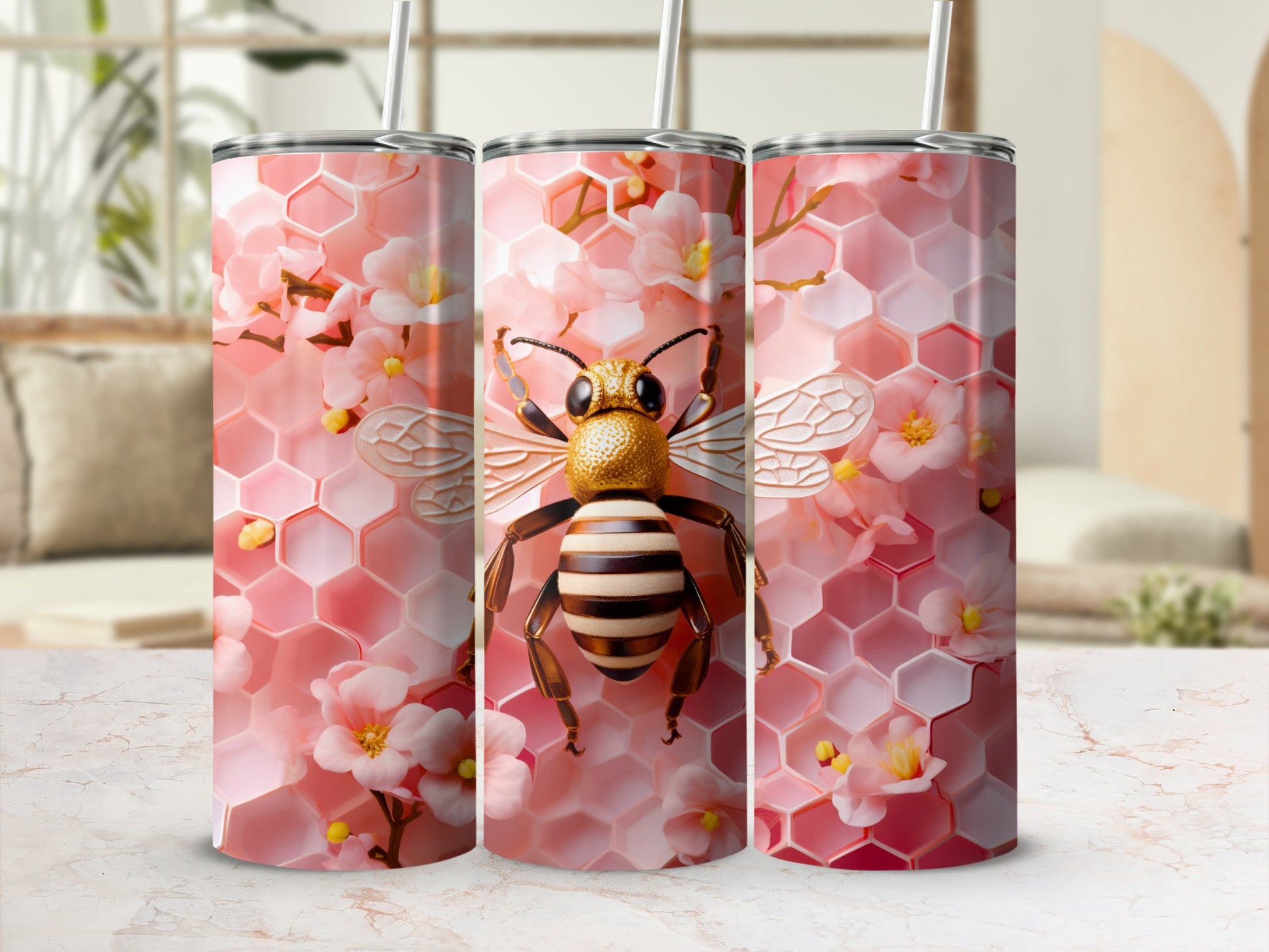 Golden Bee Pink Honeycomb Blossoms Tumbler product type
Bee tumbler, Honeybee design, Pink honeycomb, Cherry blossoms, Floral tumbler, Spring collection, Golden bee art, Hexagon pattern, Nature inspired, Insulated drinkware, Bumblebee gift, Aesthetic tumbler, Custom drinkware, Blossom print, Summer beverage, Cute insect, Wildlife theme, Honeycomb tumbler, Unique design, Pink flower cup