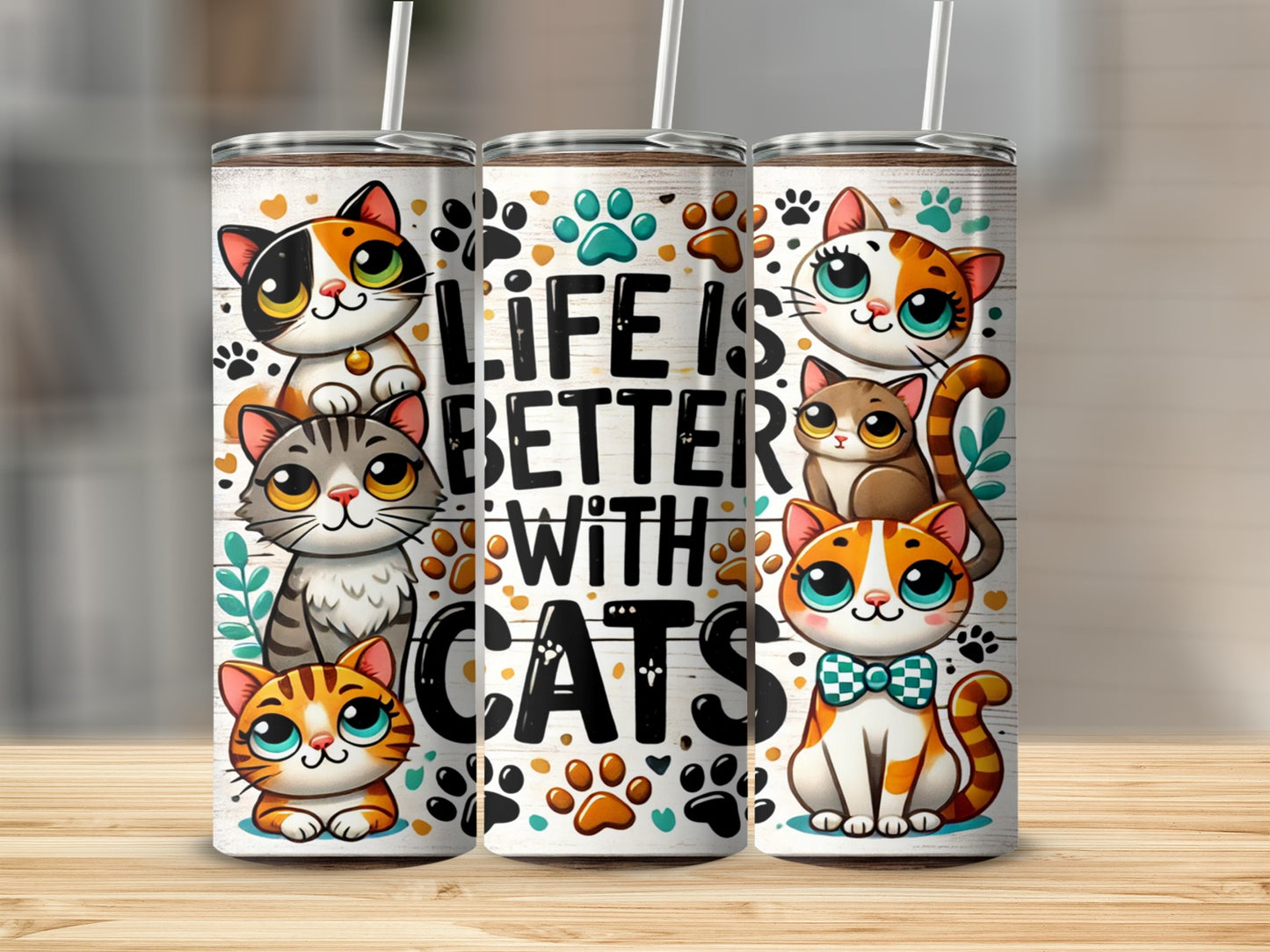 Life Is Better With Cats Illustrated Tumbler