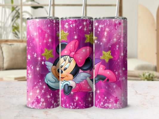 Pink Cartoon Character and Stars Design Tumbler