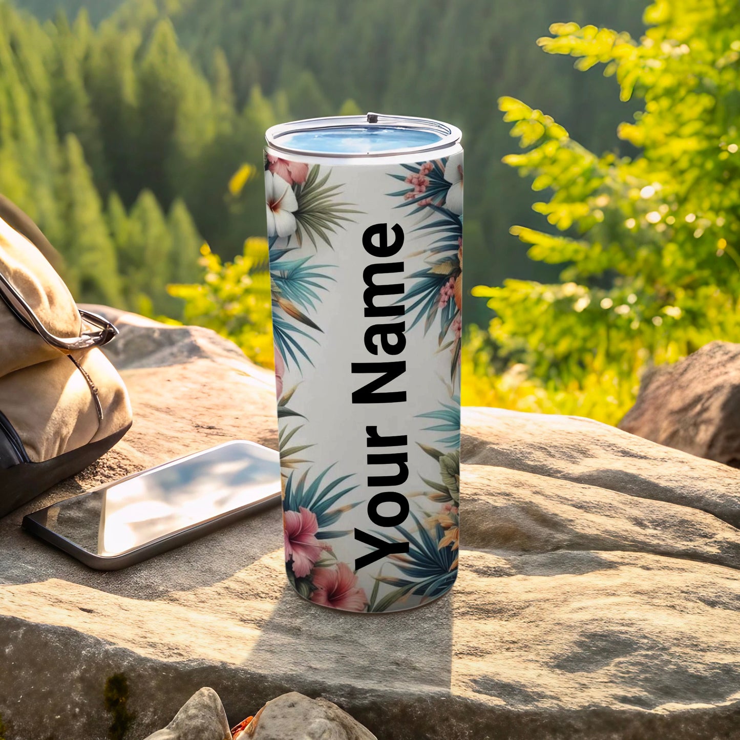 Floral Customizable Tumbler with Your Name Travel Mug