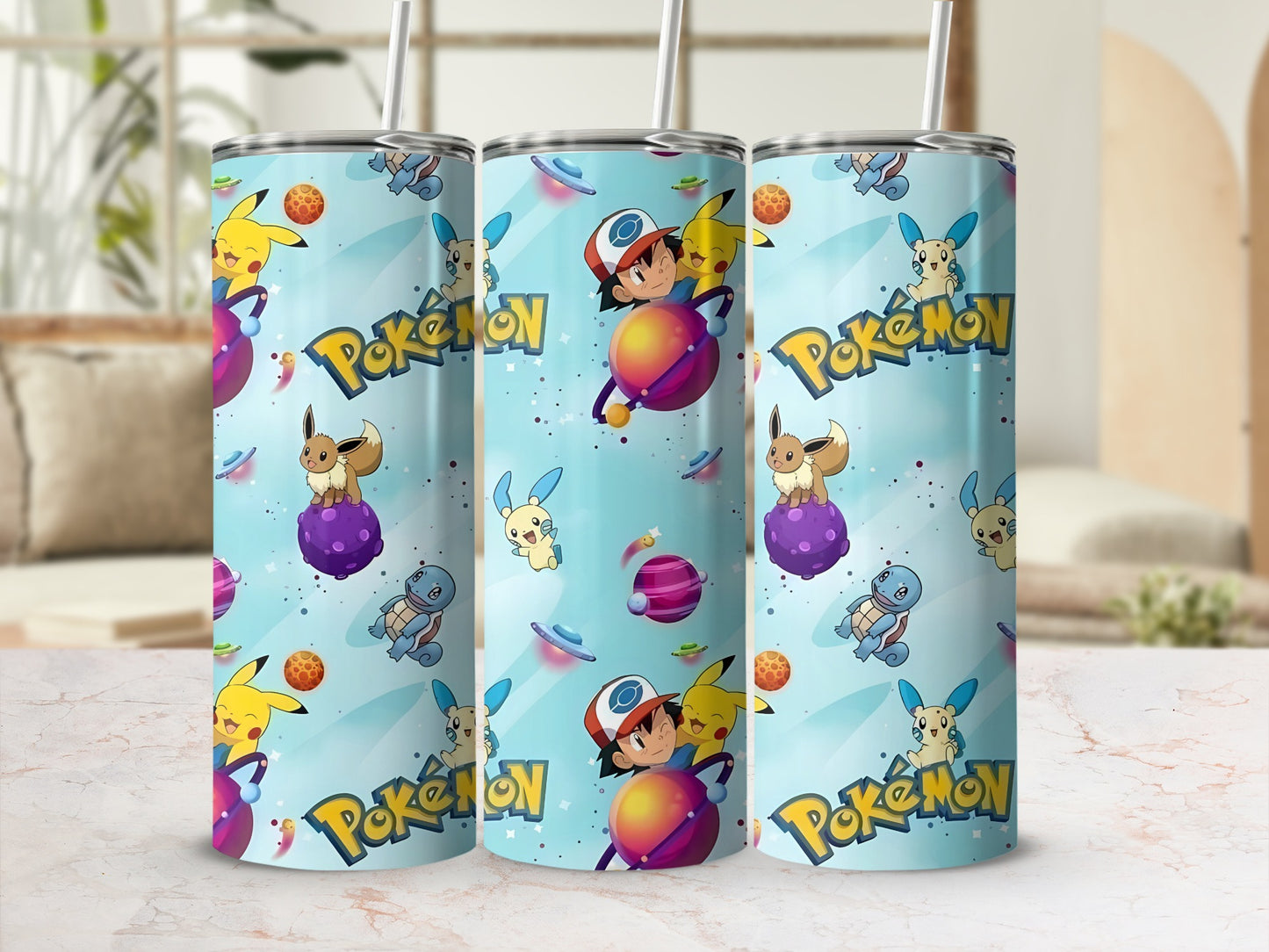 Colorful Anime Character Design Tumbler With Straw