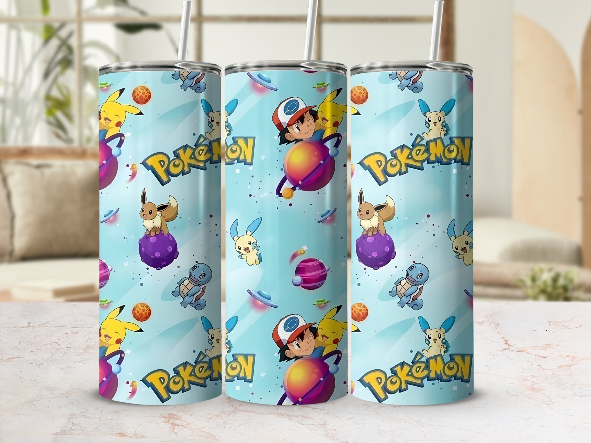 Colorful Anime Character Design Tumbler With Straw