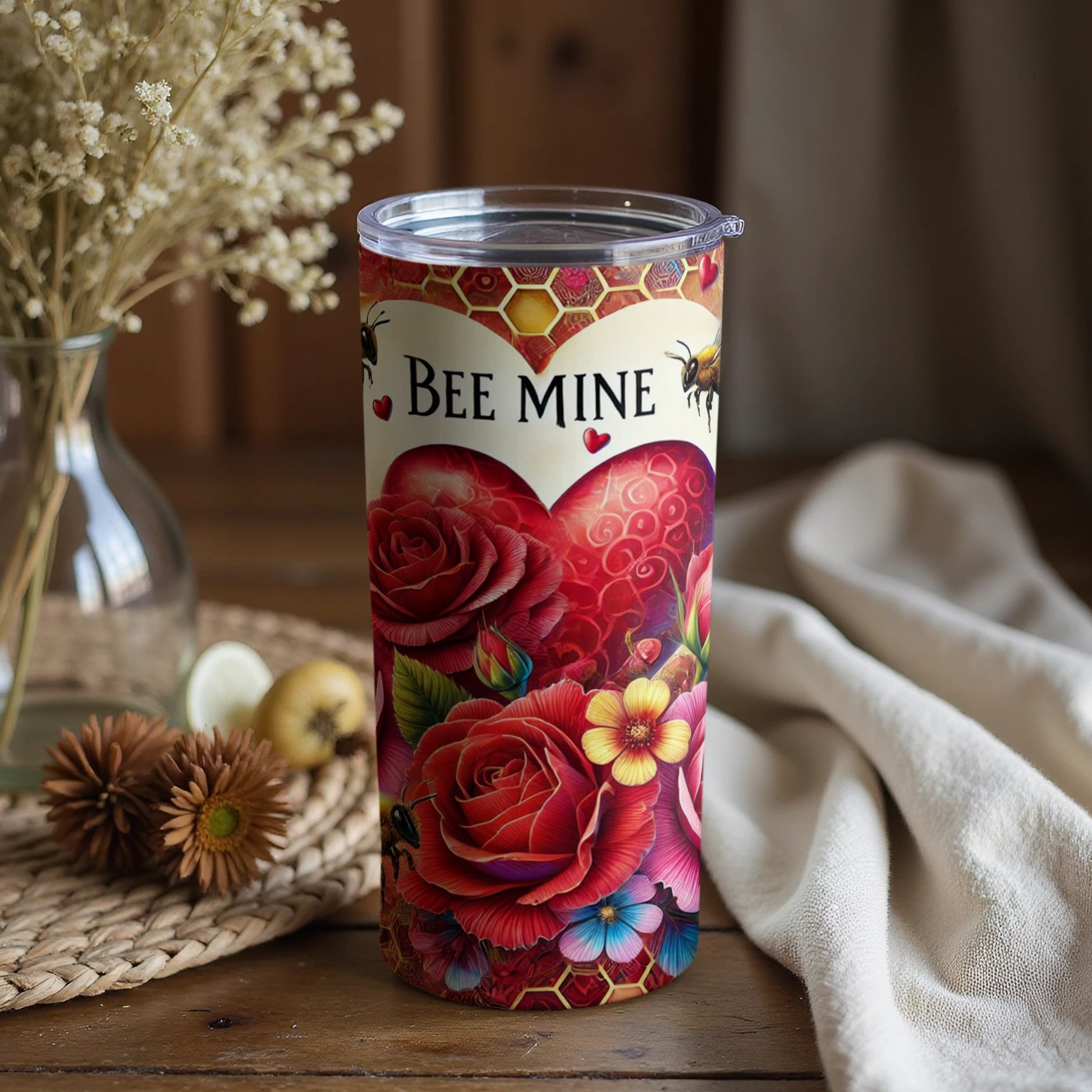 Bee Mine Floral Design Stainless Steel Tumbler