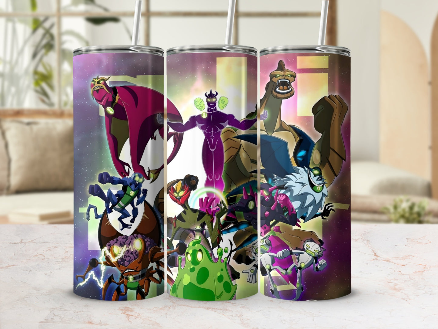 Colorful Alien Themed Stainless Steel Tumbler Cup