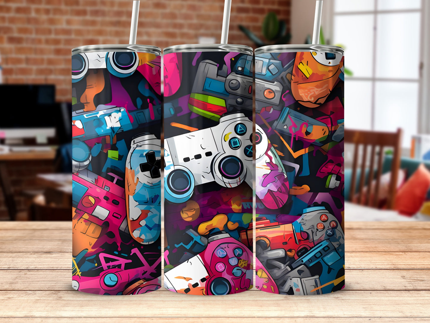 Colorful Gaming Controller Pattern Tumbler