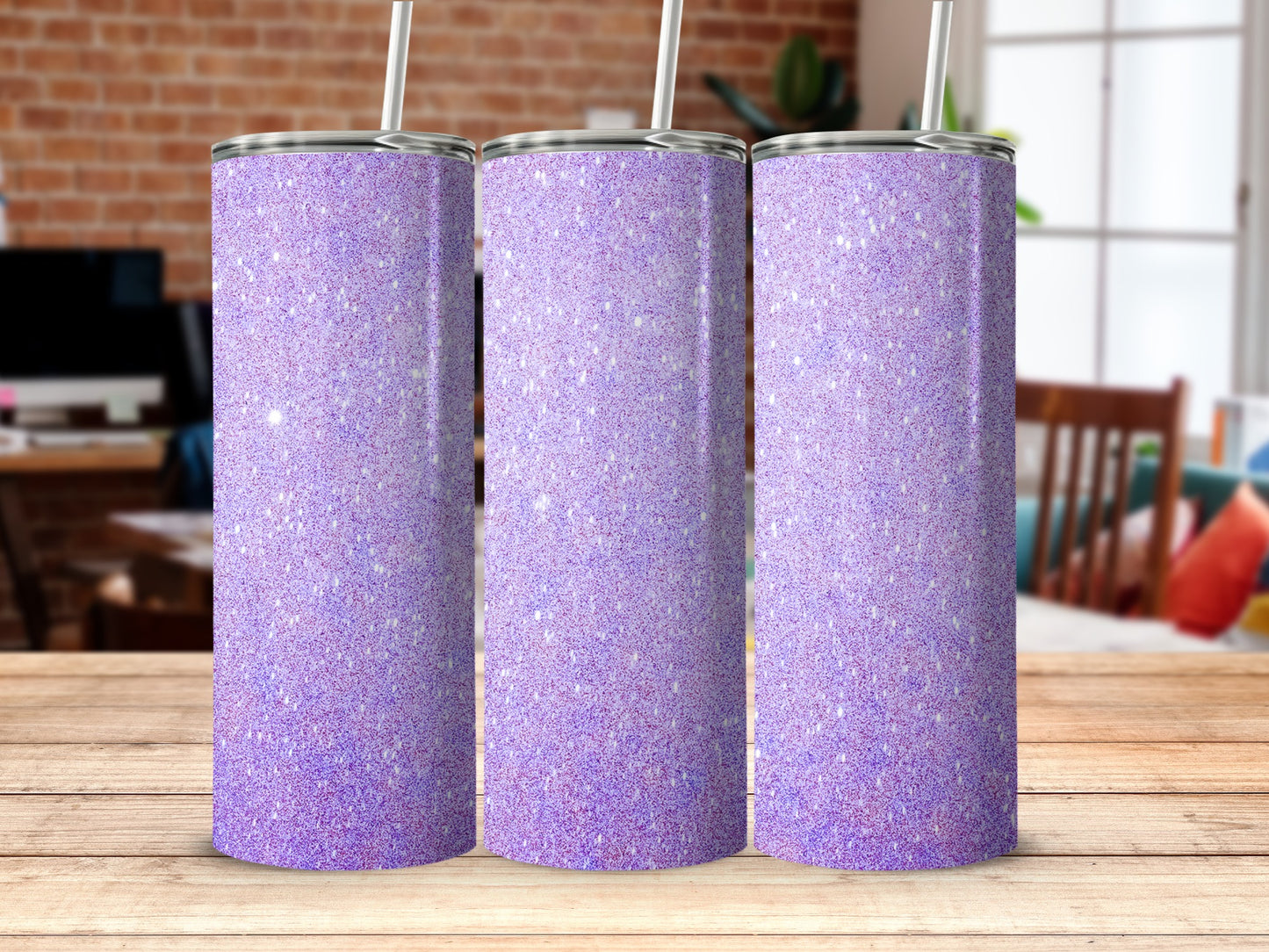 Sparkling Glitter Purple Tumbler with Glitter Effect