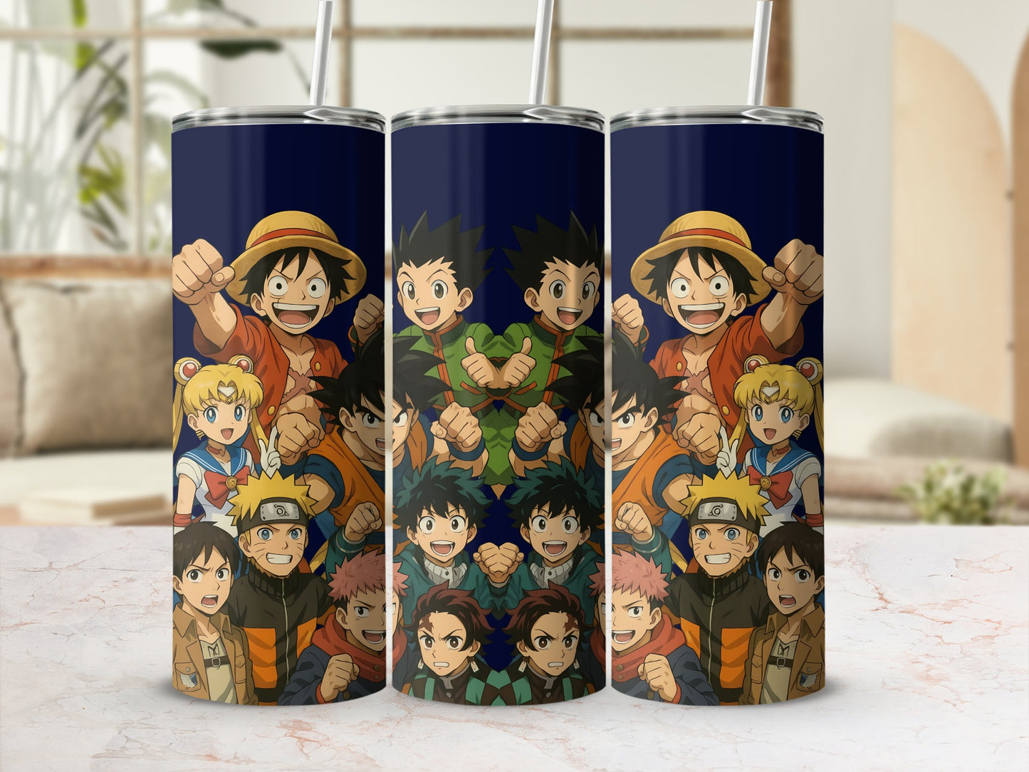 Anime Heroes Design Insulated Tumbler with Straw