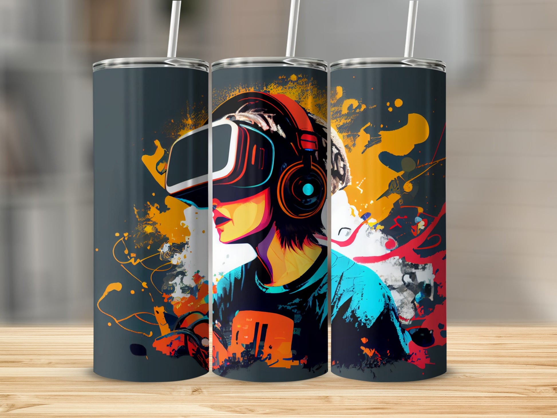 Colorful VR Gaming Art Design Tumbler Cup