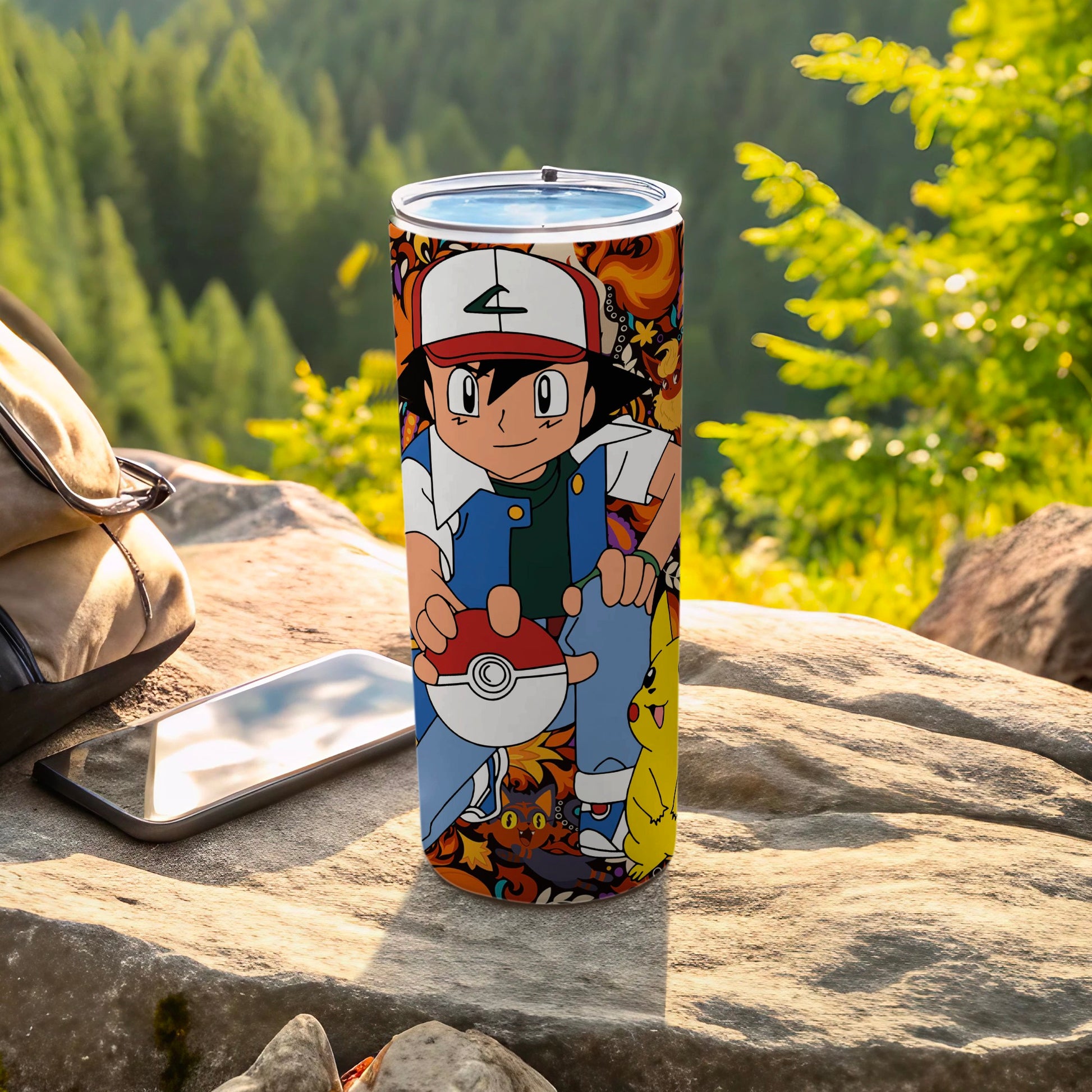 Ash and Pikachu Insulated Stainless Steel Travel Tumbler