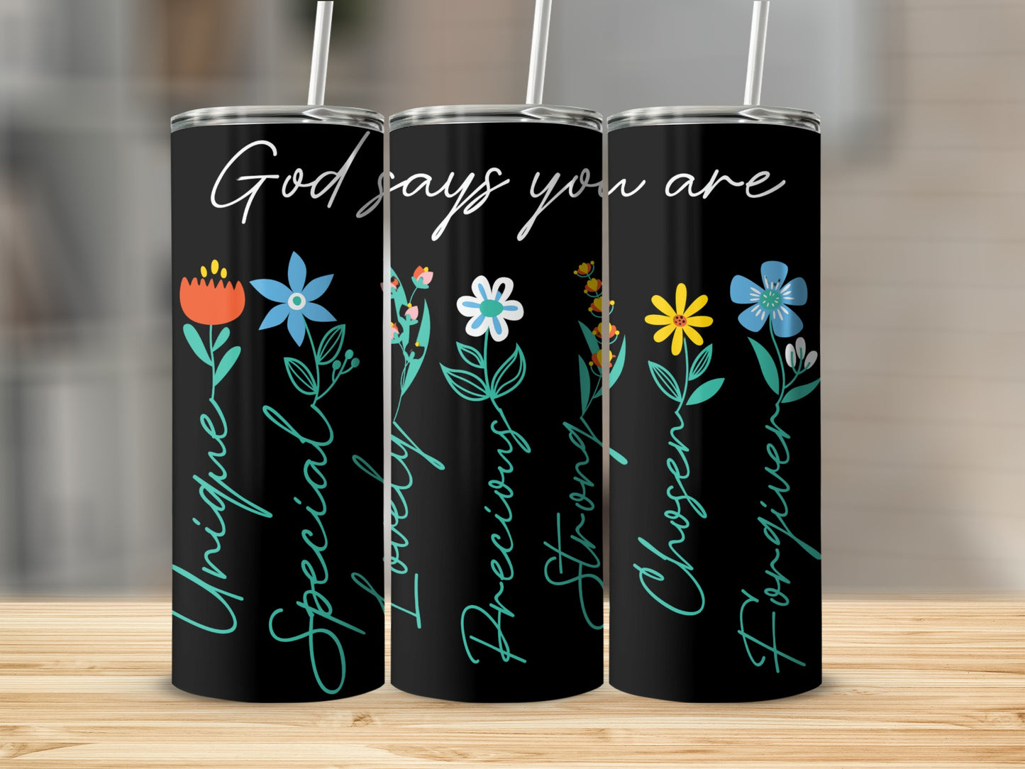 Inspirational Floral Quote Tumbler for Positive Vibes
