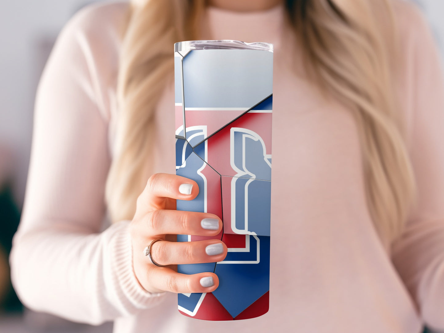 Texas Rangers Logo Abstract Mosaic Design Stylish Tumblers
